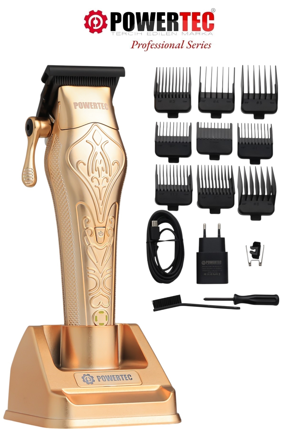 POWERTEC TR-6800 Elite Professional Saç - Sakal Tıraş Makinesi Altın