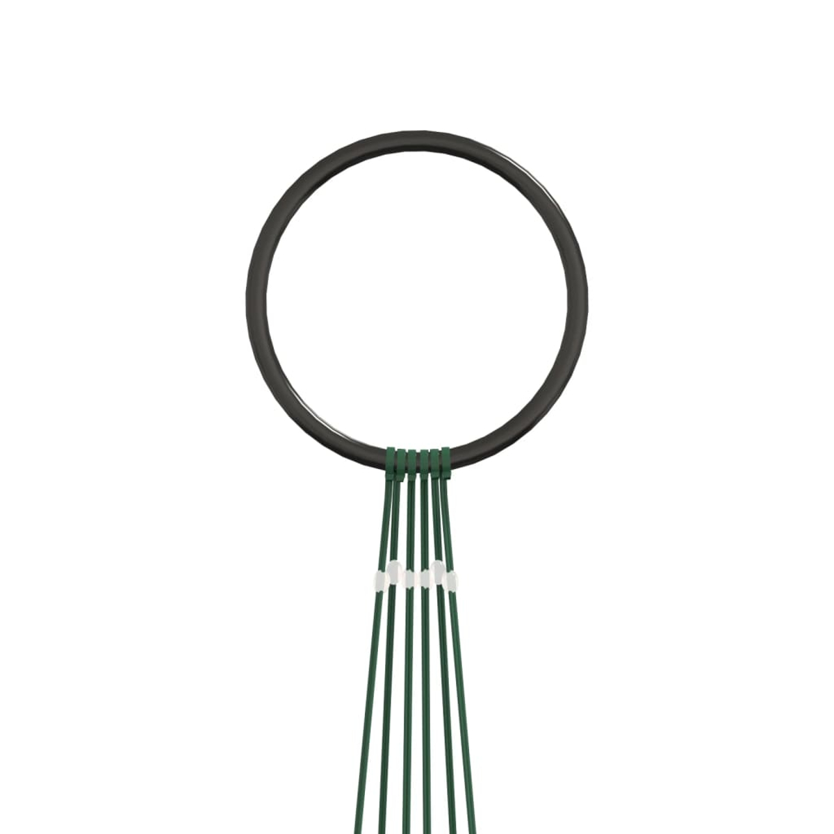 Ein schwarzer Ring mit grünen Schnüren, die von unten herabhängen.