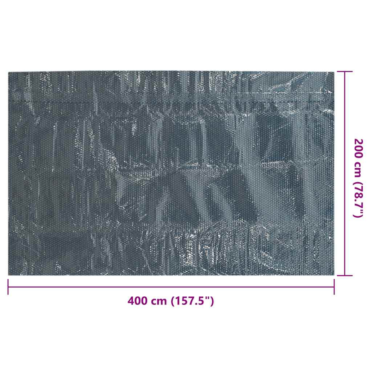 Graue, geblümte Poolabdeckung, 400x200 cm.