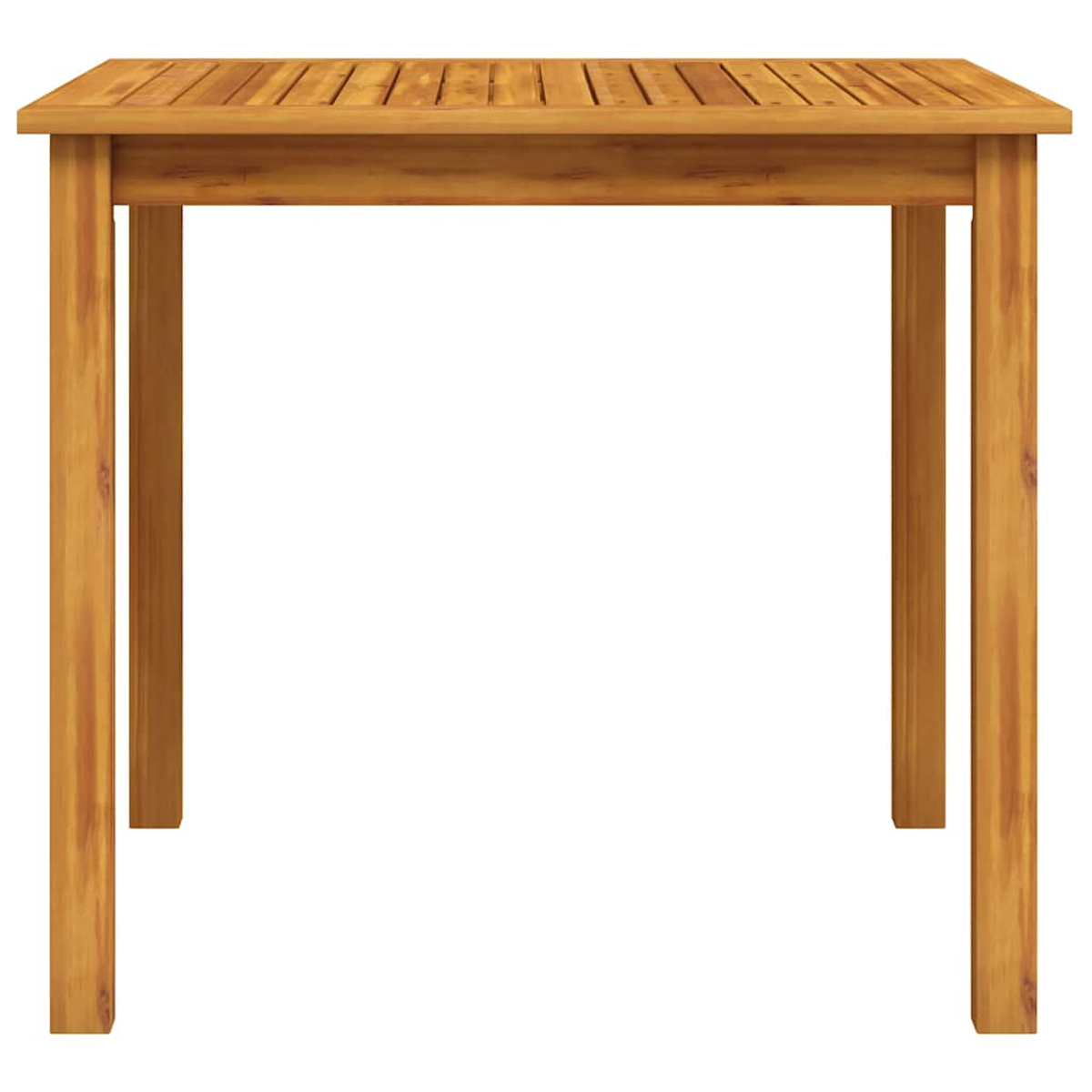Ein rechteckiger Holztisch mit Lamellenplatte und vier Beinen.