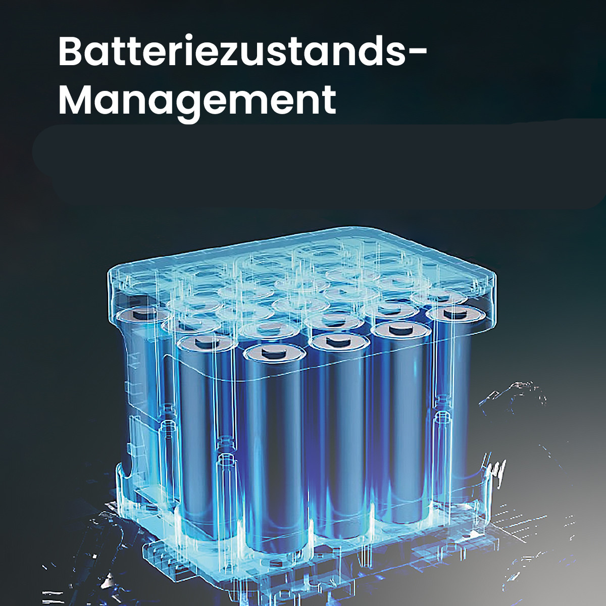 Blauer Drahtgitter-Container mit vielen zylindrischen Batterien.