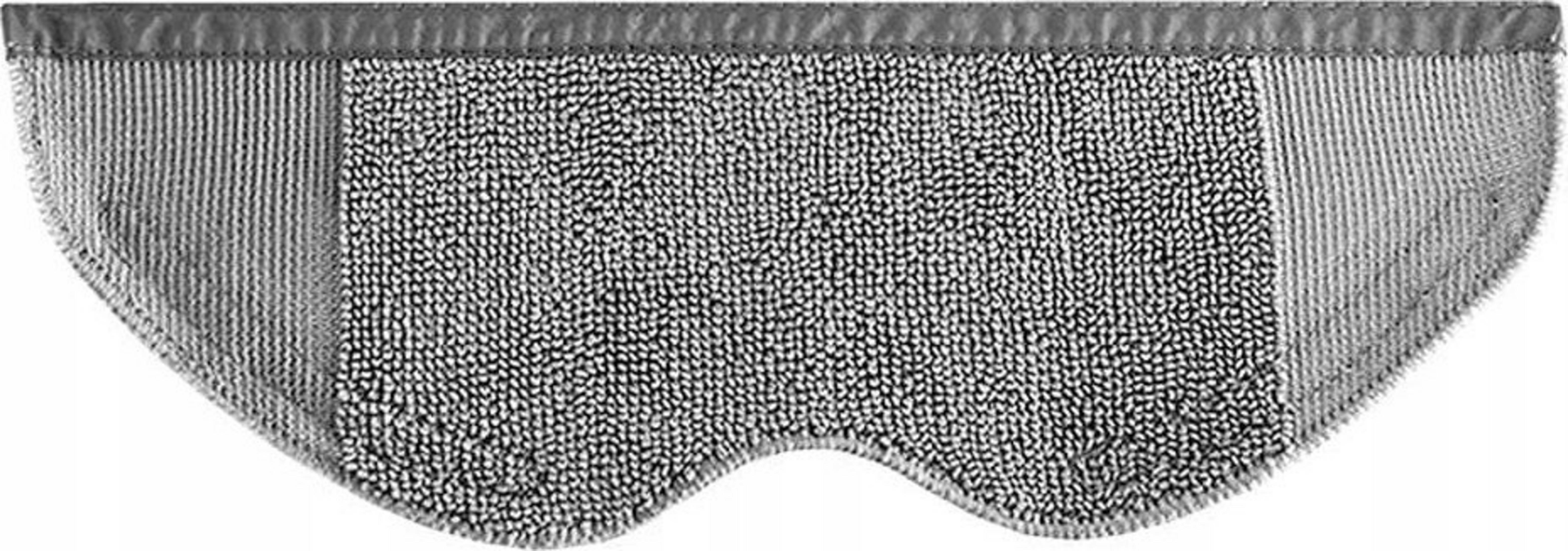 Panno mop grigio con texture varie e bordo inferiore curvo.