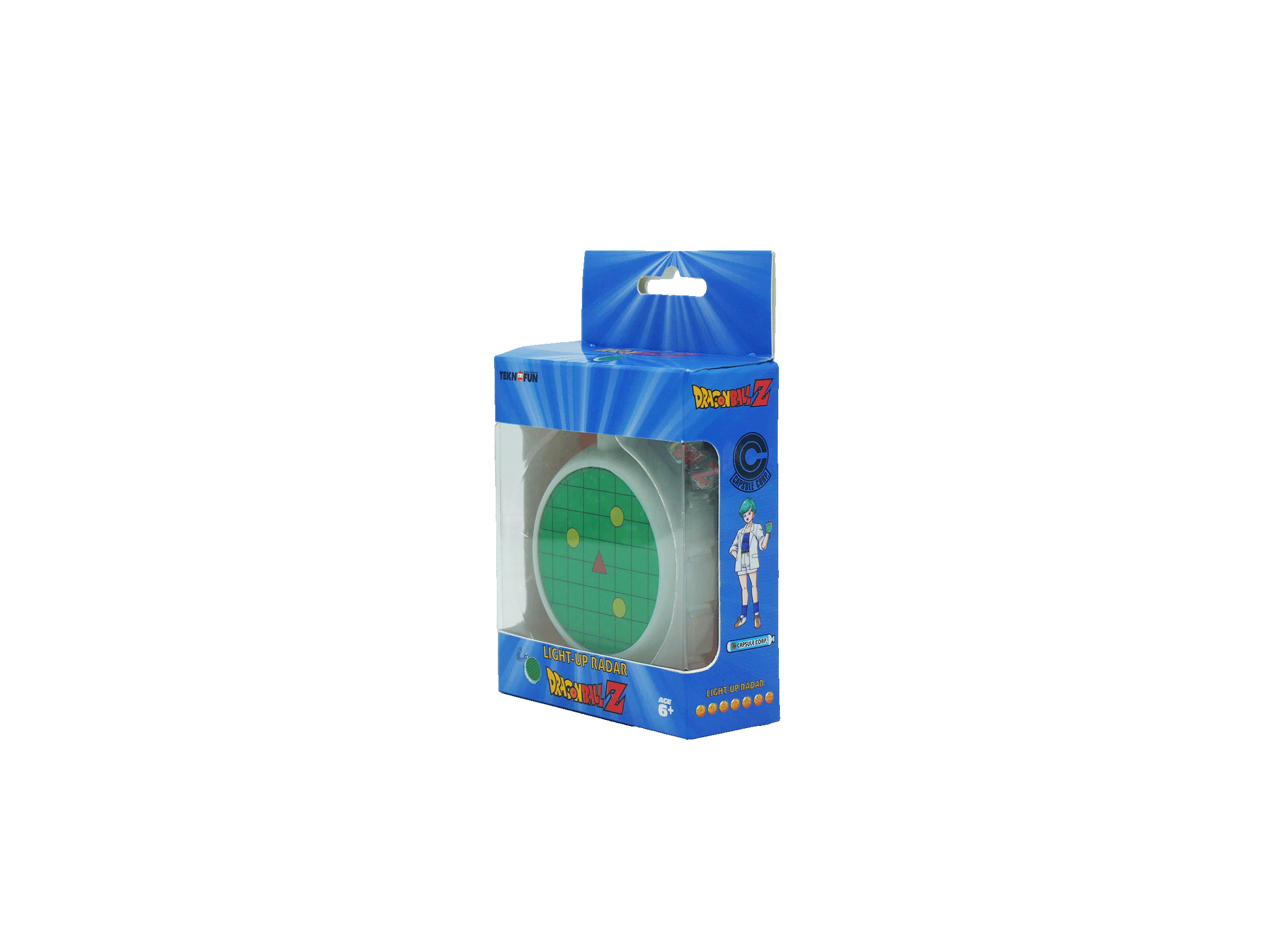 Radar de luz Dragon Ball Z en caja con figura de Bulma.