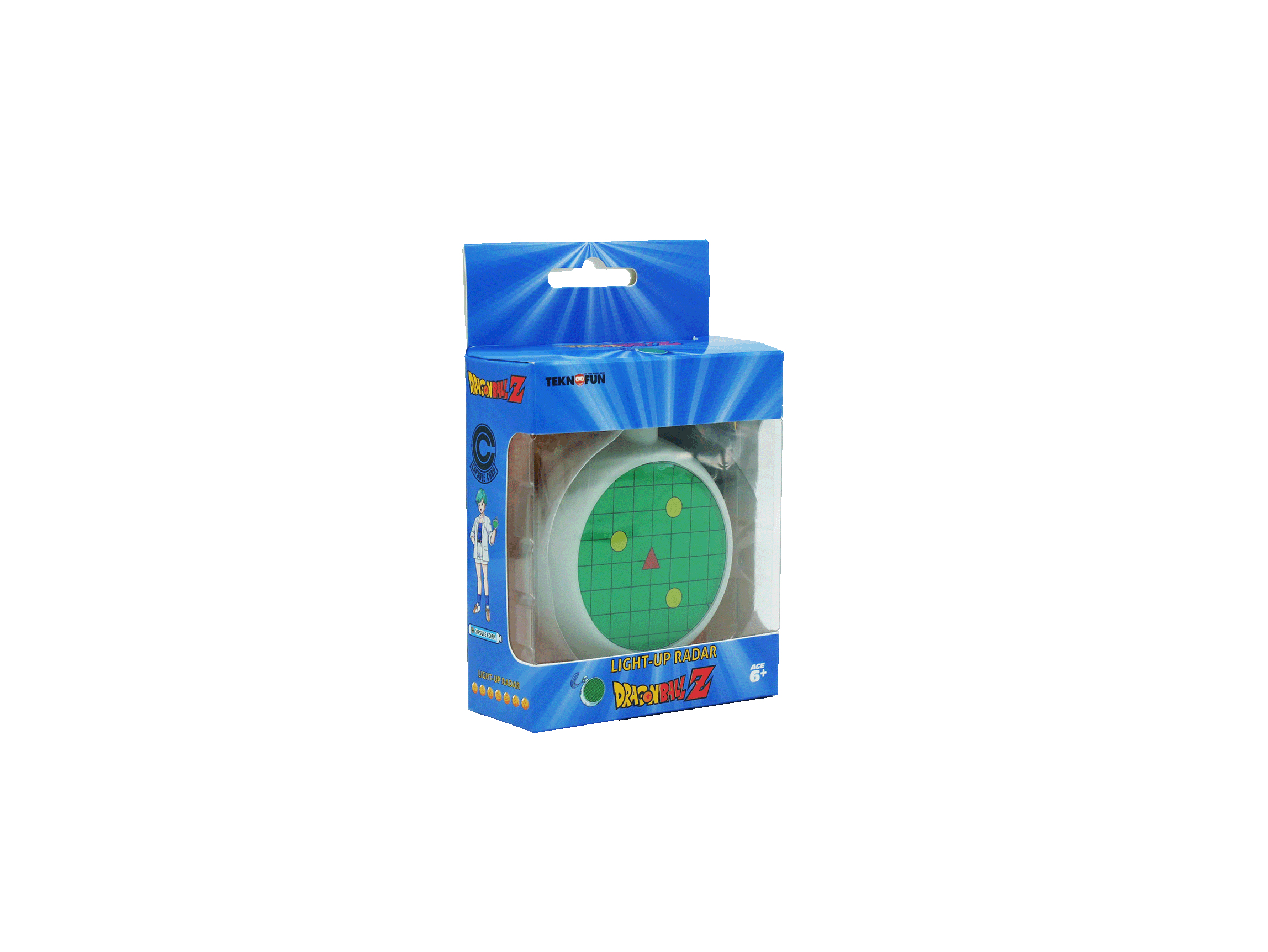 Juguete Radar Luminoso Dragon Ball Z en caja con figura de Bulma.