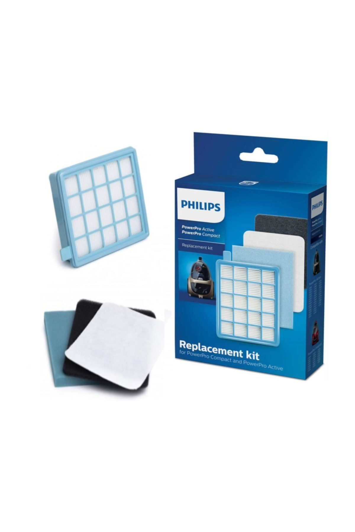 Filtreli PowerPro elektrikli süpürgeler için Philips yedek kit.