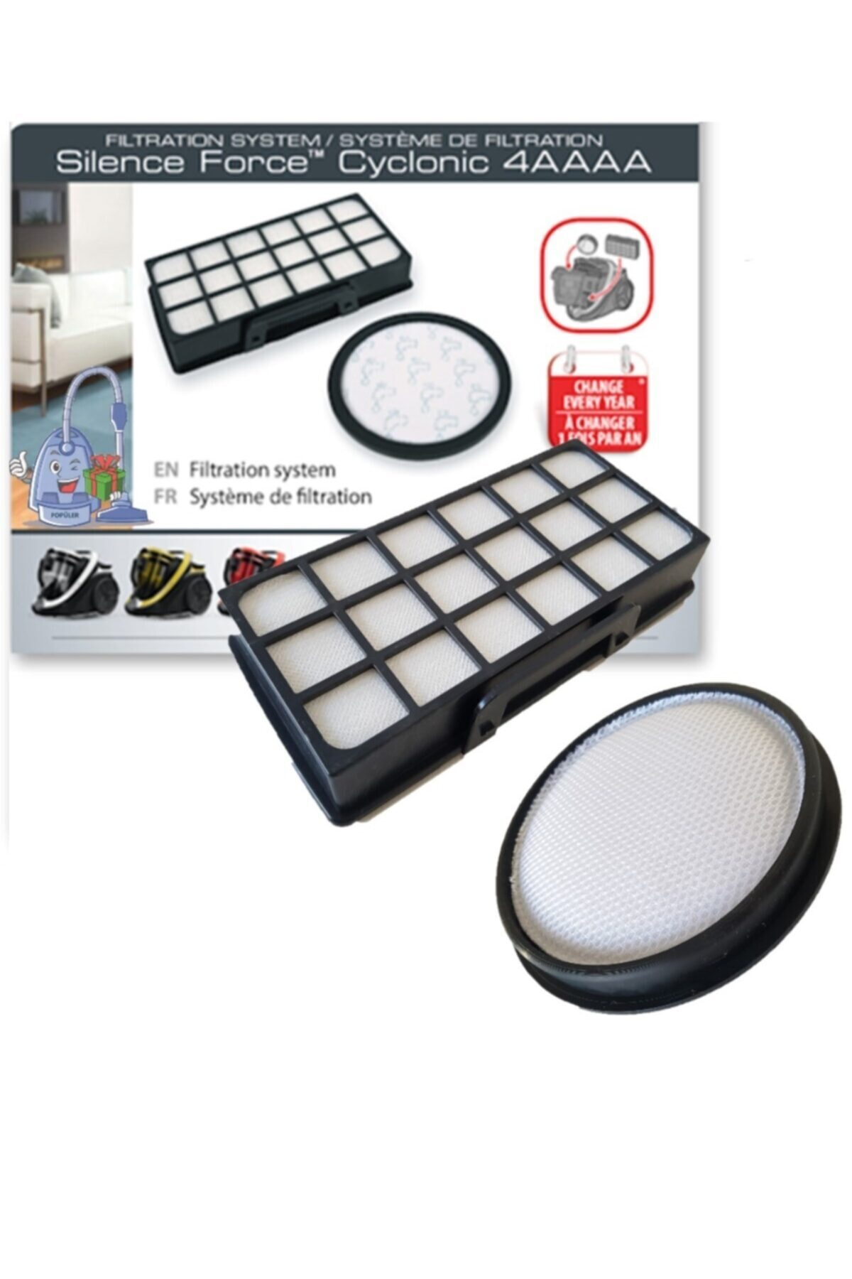 POPULER Rowenta RO7689EA Silence Force Cyclonic Uyumlu  Hepa Filtre Seti