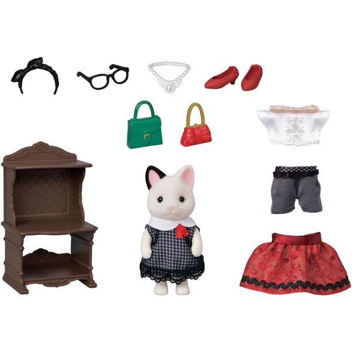 Spielzeugkatalog: Katze, Kleidung, Möbel und Accessoires.