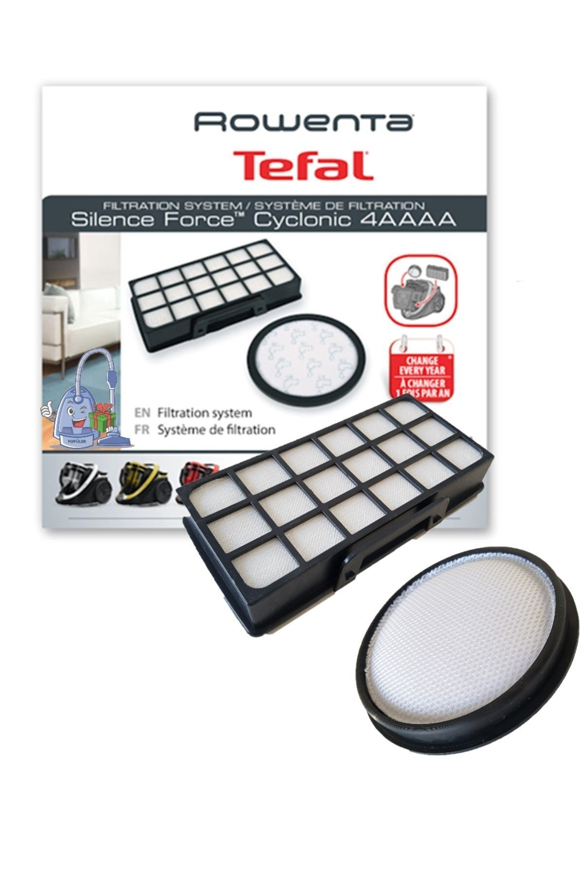 POPULER Rowenta Ro7691ea Silence Force Cyclonic Uyumlu  Hepa Filtre Seti