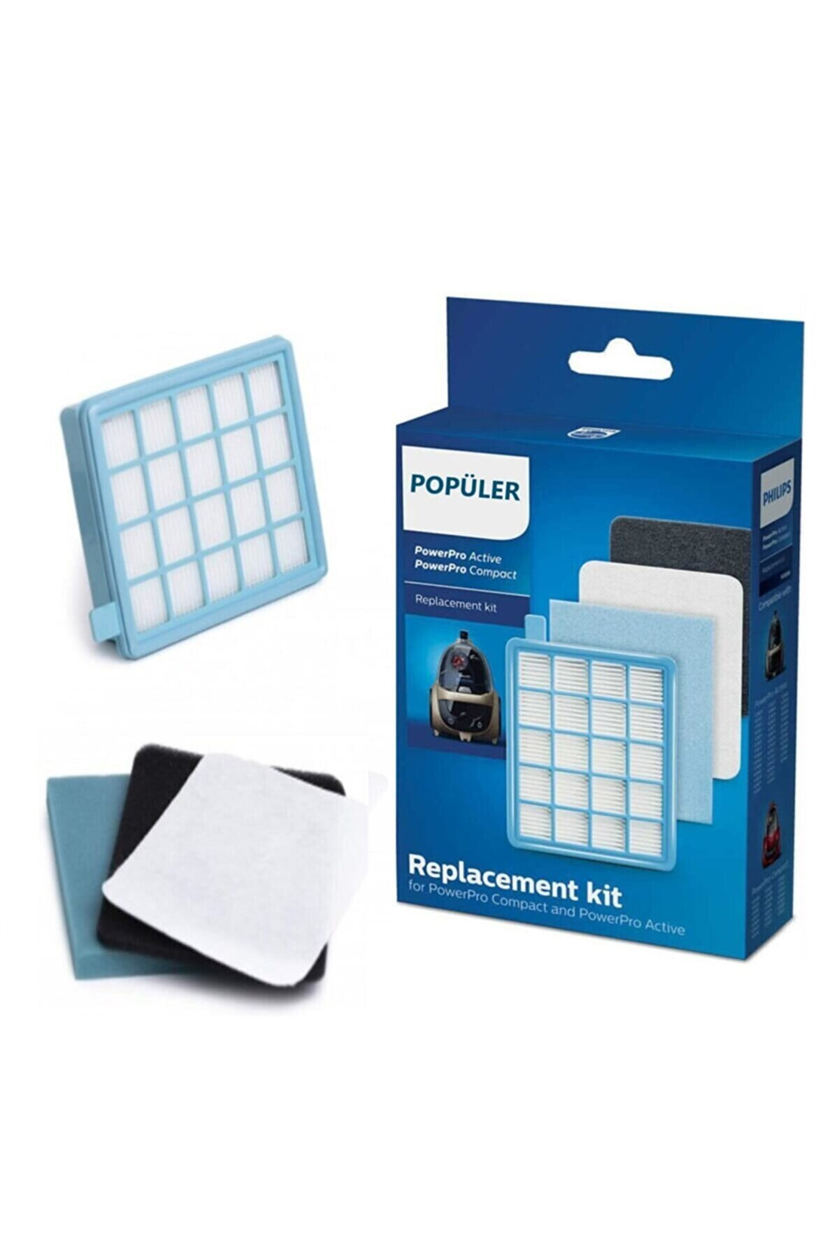 POPULER Philips FC 8632/01 PowerPro Active Uyumlu  Hepa Filtre Seti