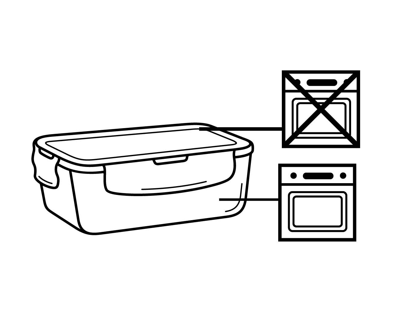 Container not in oven, but suitable for oven.