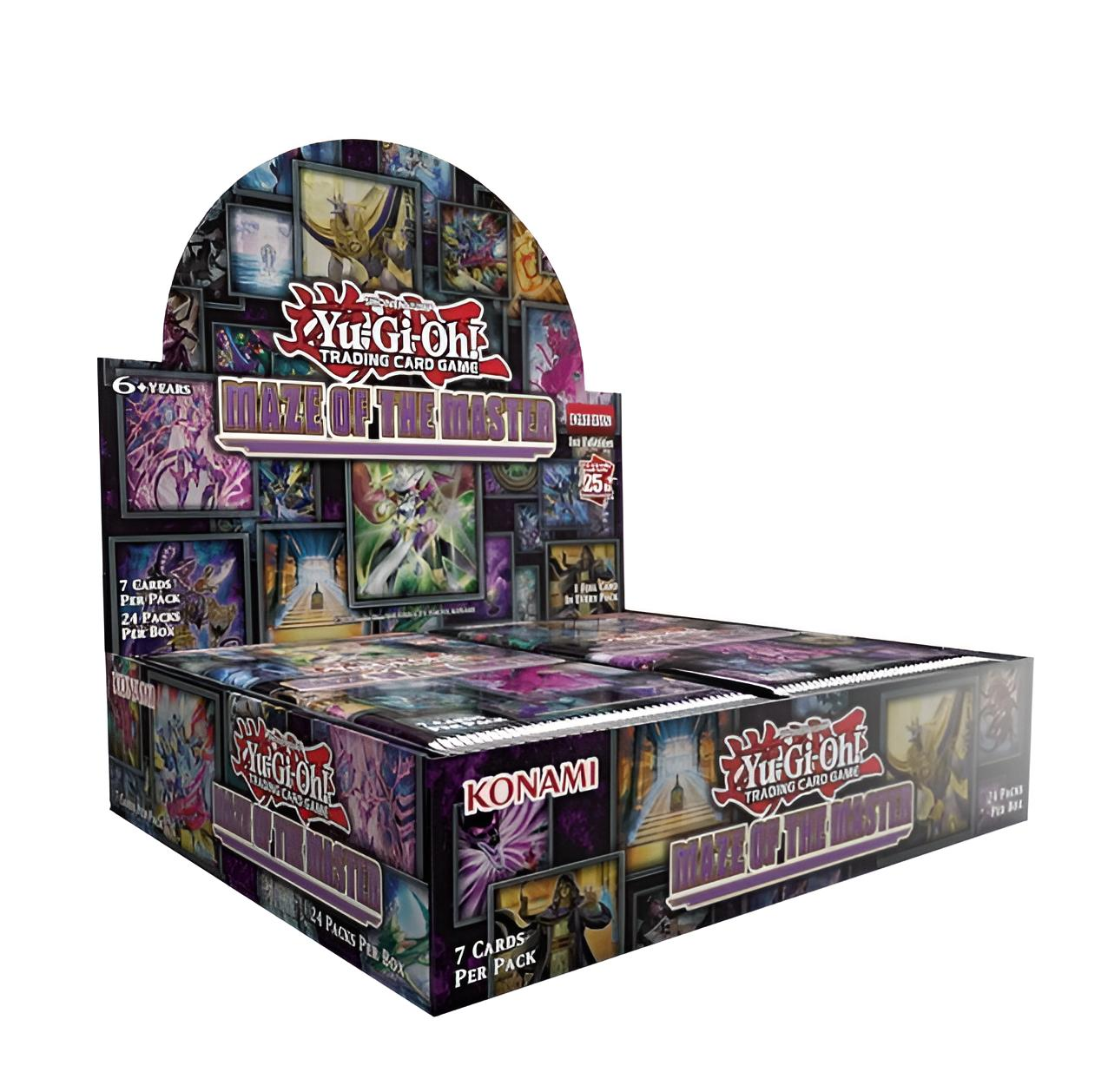 Yu-Gi-Oh! Maze of the Master Booster Box mit 24 Packs, 7 Karten pro Pack.