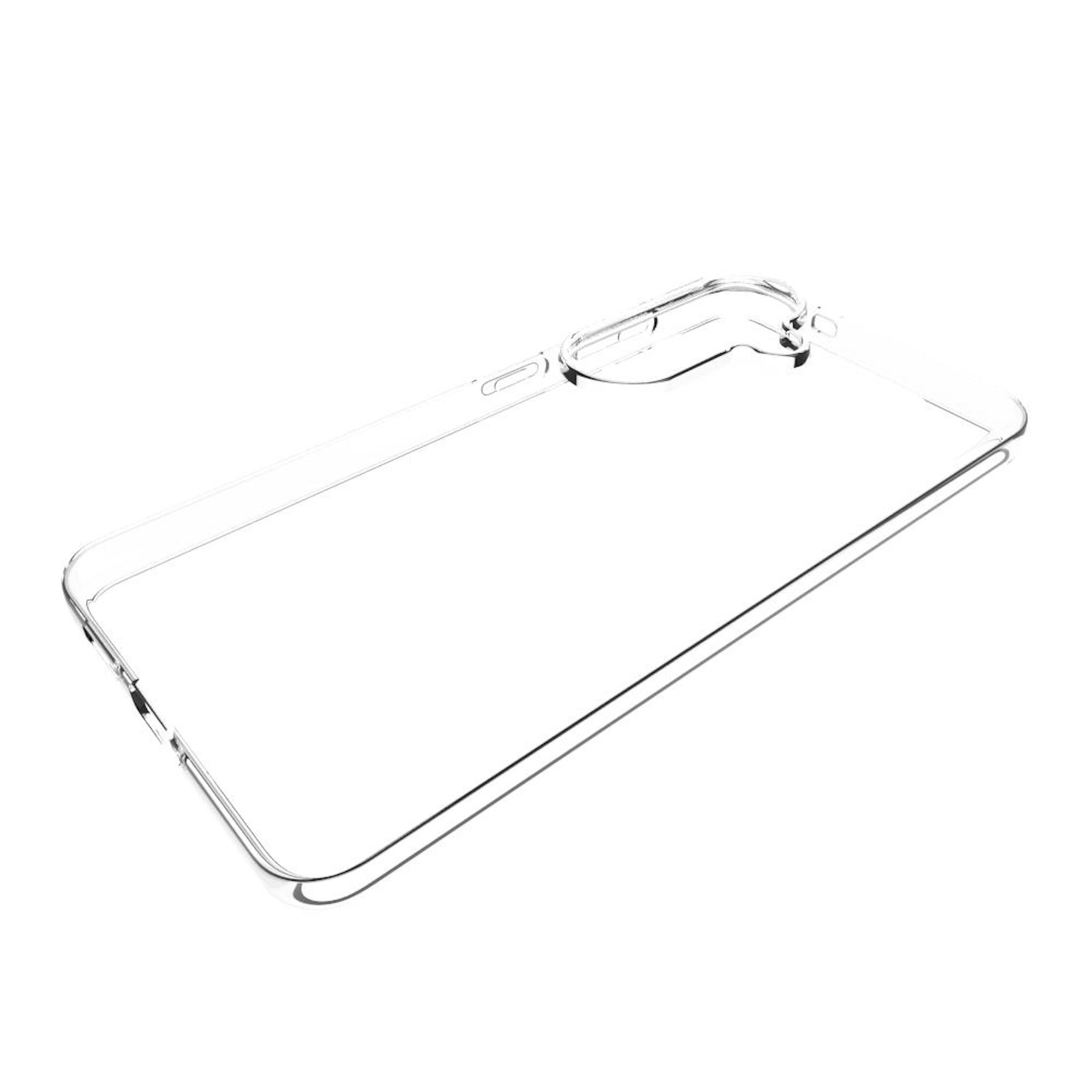 Transparente Handyhülle auf weißem Hintergrund.