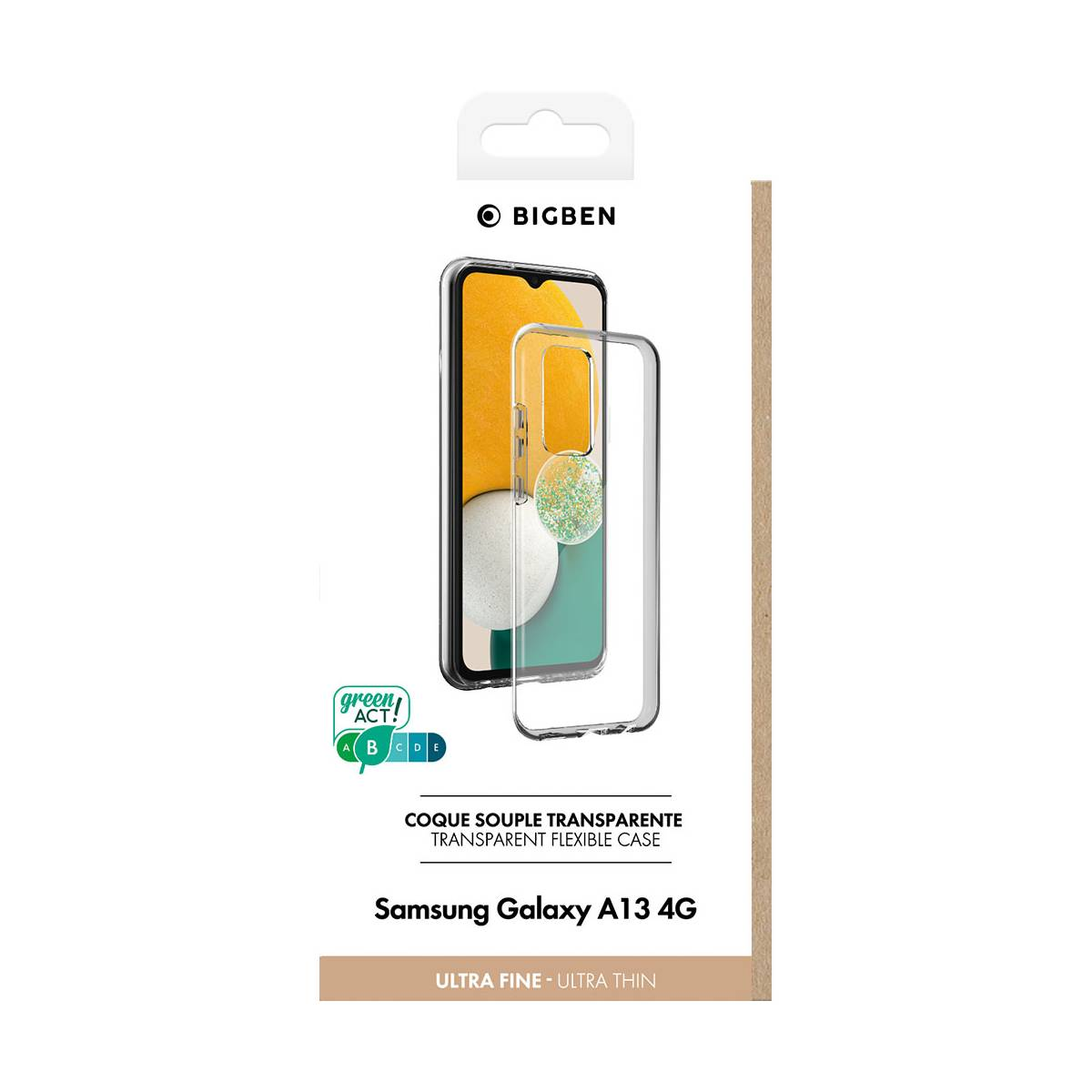 Custodia Bigben Samsung Galaxy A13 4G, trasparente, ultra sottile.