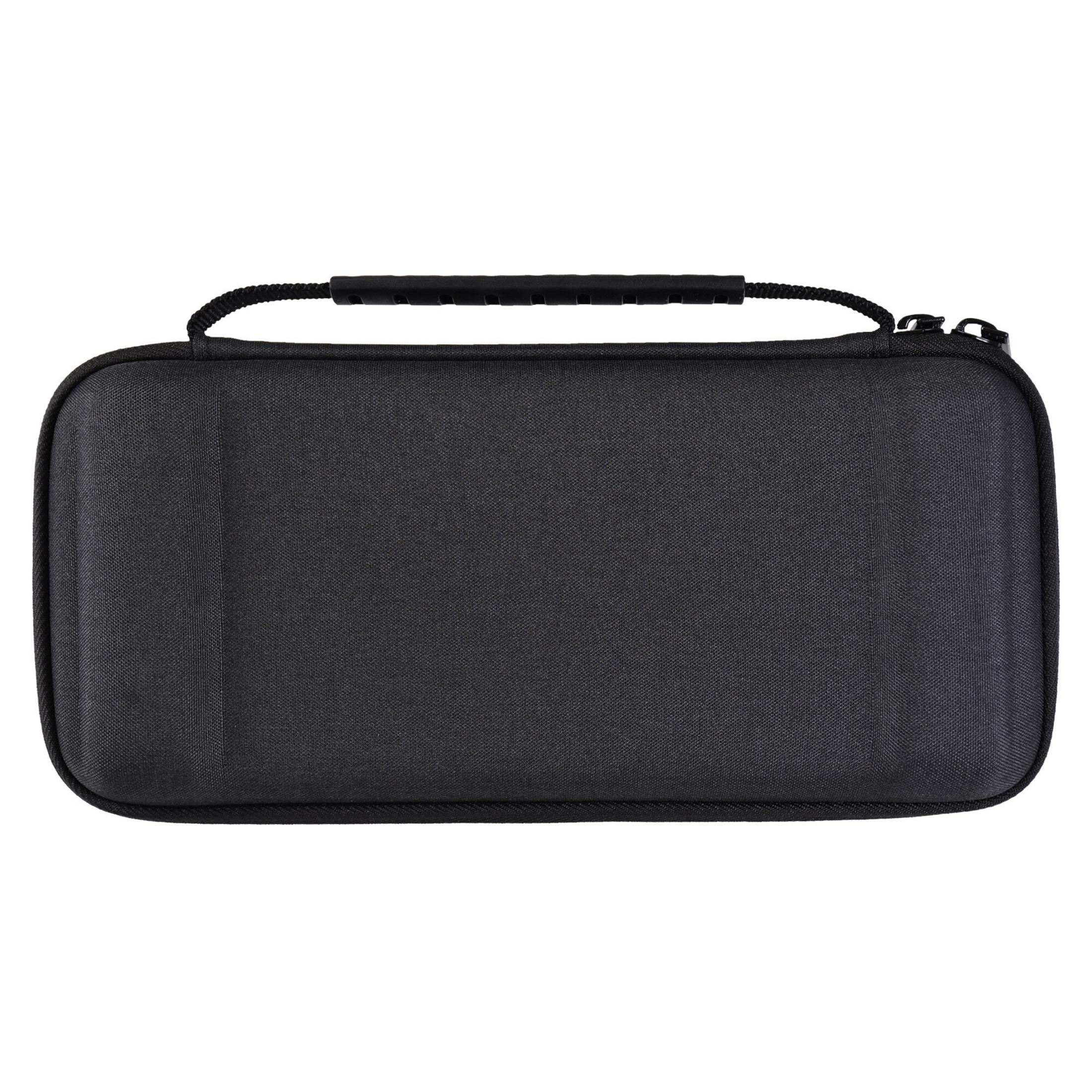 Czarna torba transportowa z uchwytem i zamkiem.