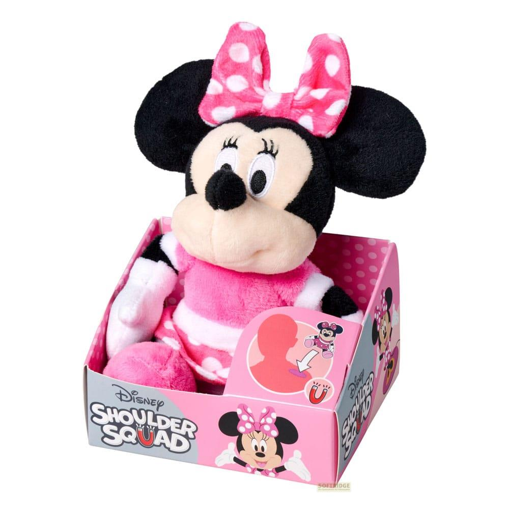 Minnie Maus Plüschtier in pinker Verpackung mit Tupfen.