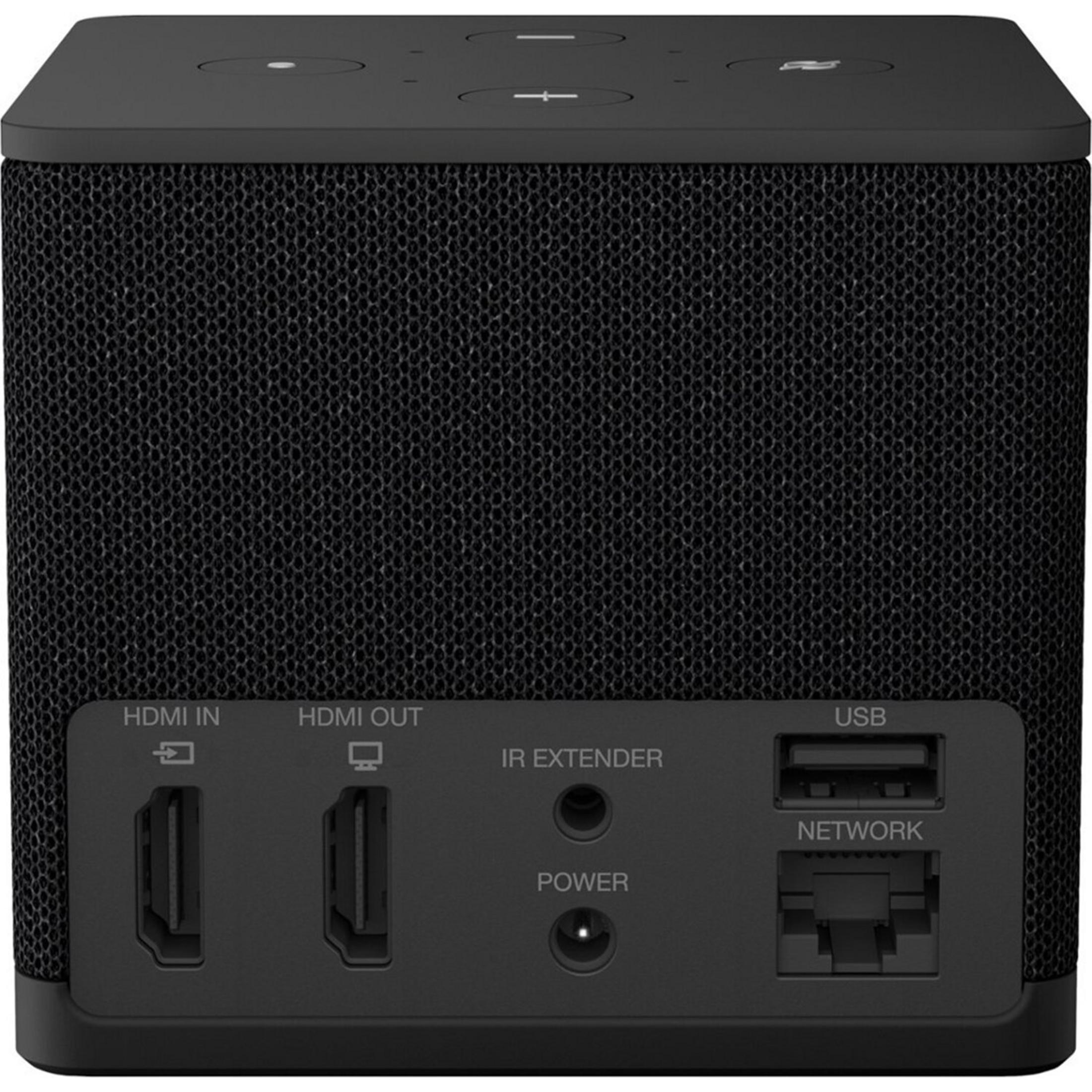 Cubo nero con porte: HDMI IN, HDMI OUT, IR, Power, USB, Network.