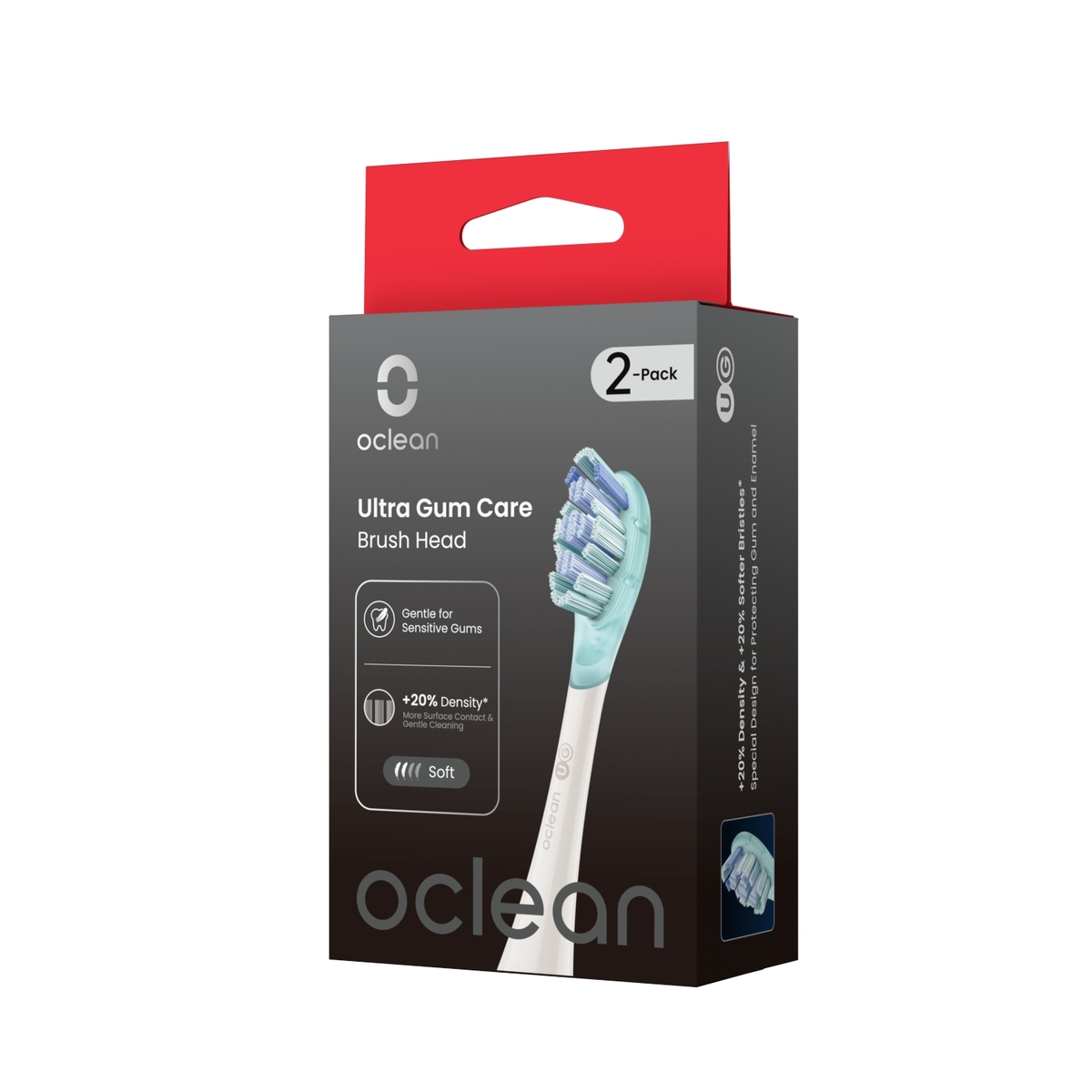 Oclean Ultra Gum Care Bürstenkopf-Packung mit 2 Stück, sanft zu empfindlichem Zahnfleisch.