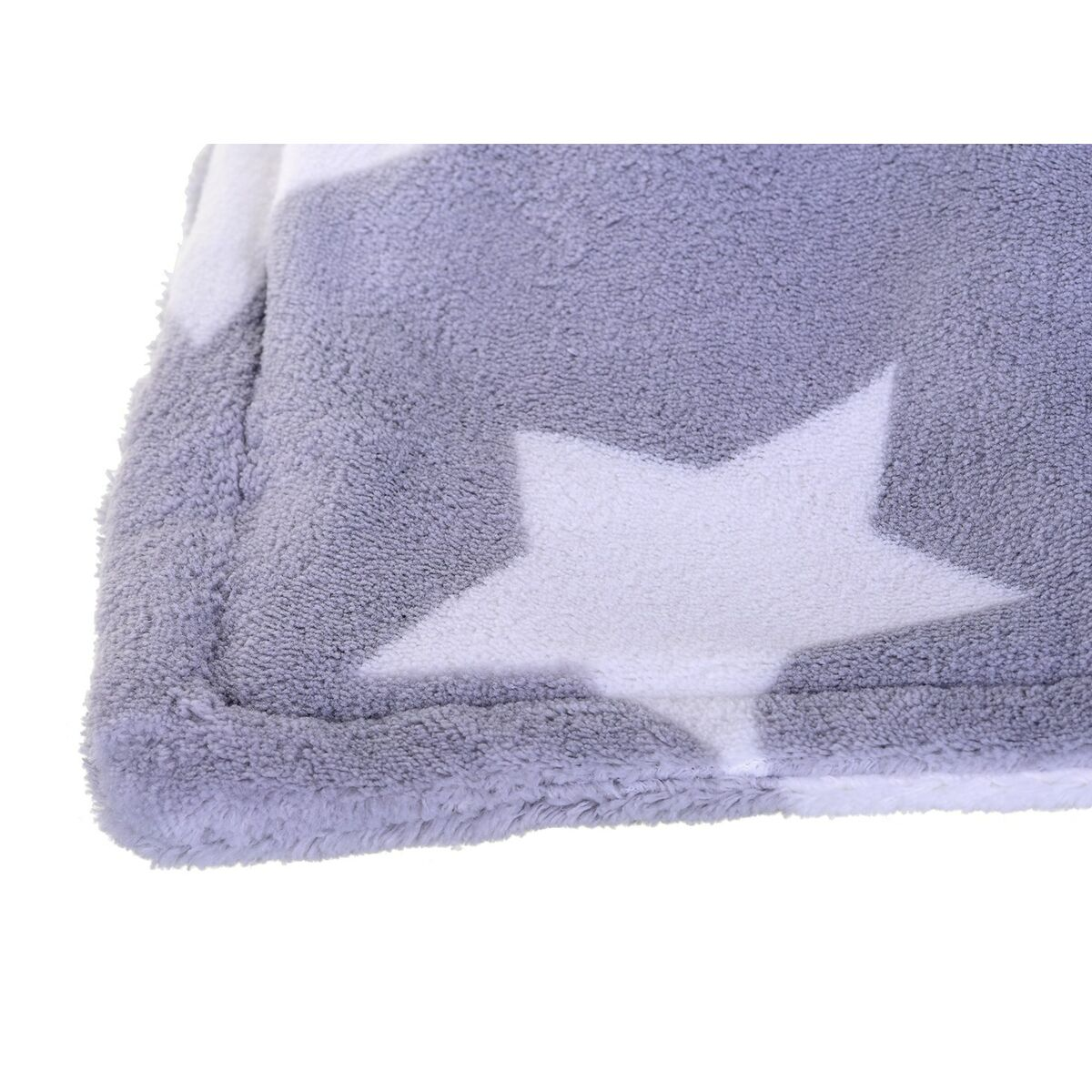 Coperta grigia con stelle bianche e bordo soffice.