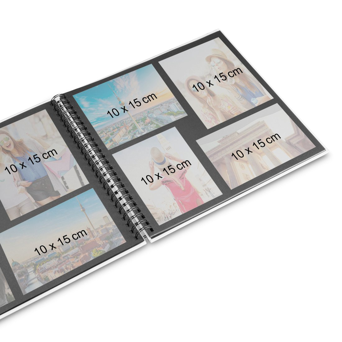 Otwarty album ze zdjęciami, kilka obrazów o wymiarach 10x15 cm.