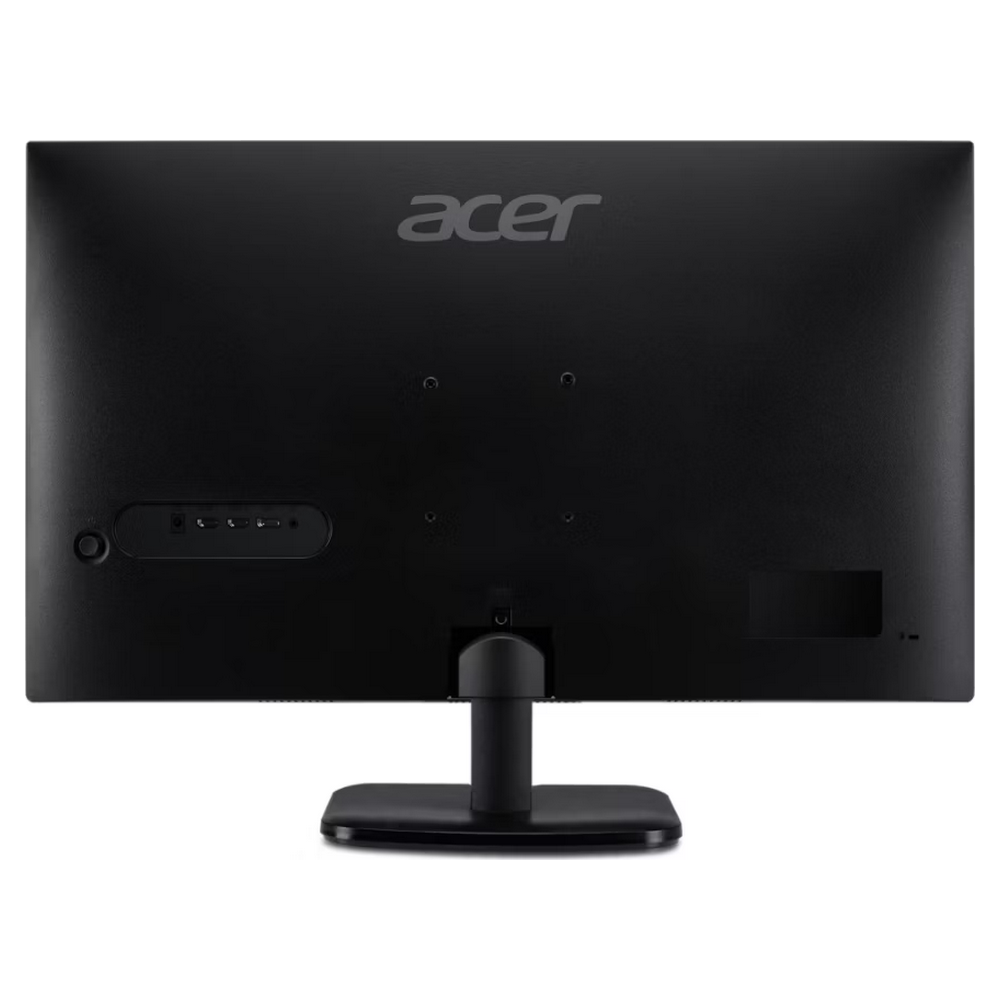 Retro di un monitor Acer nero con supporto e porte.