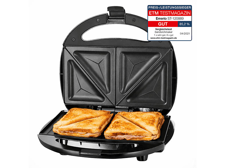 EMERIO ST-120889 Sandwichmaker Schwarz, Edelstahl