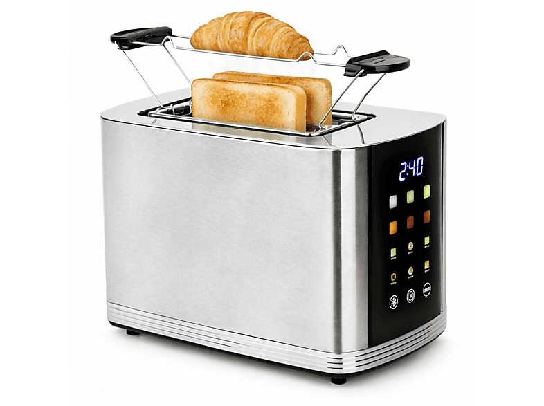 EMERIO TO-132888 Toaster Edelstahl, Schwarz (800 Watt, Schlitze: 2)