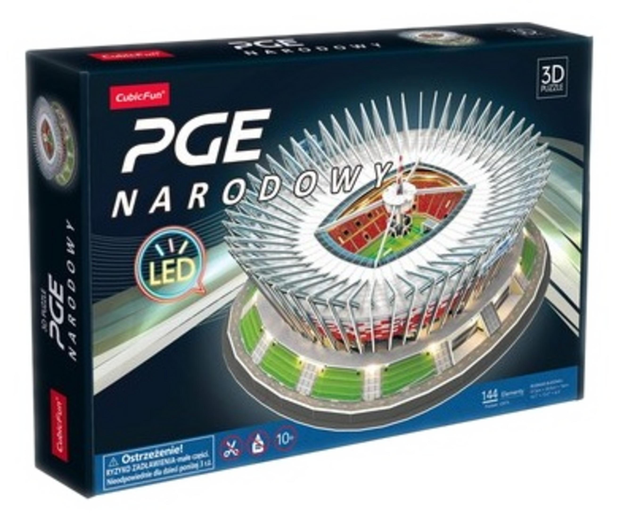 Pudełko z puzzli 3D PGE Narodowy Areny z podświetleniem LED.