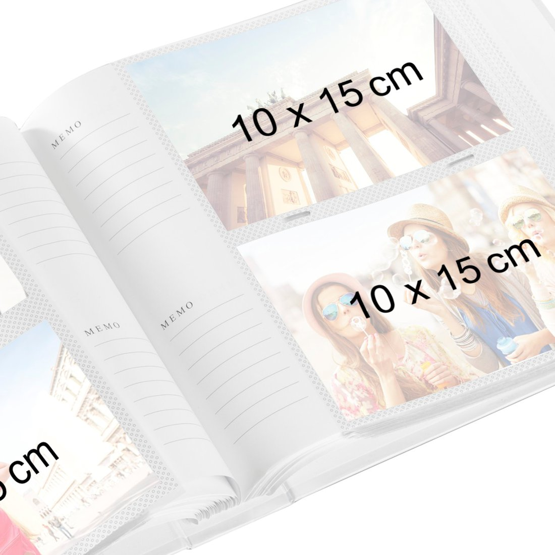 Album ze zdjęciami Bramy Brandenburskiej i trzech dziewcząt.