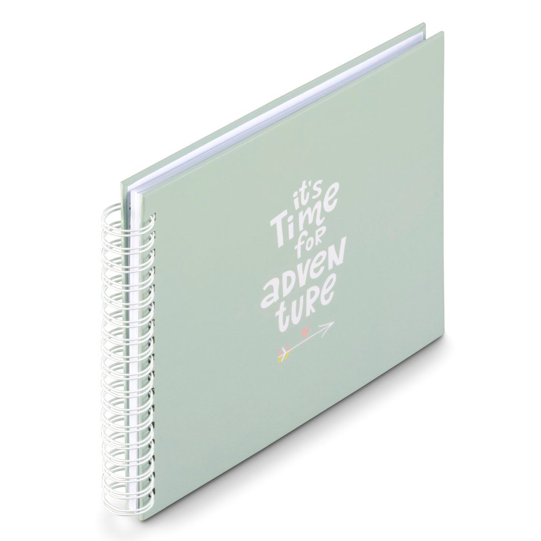 Jasnozielony notatnik bindowany spiralą z napisem "it's Time for ADVEN ture".