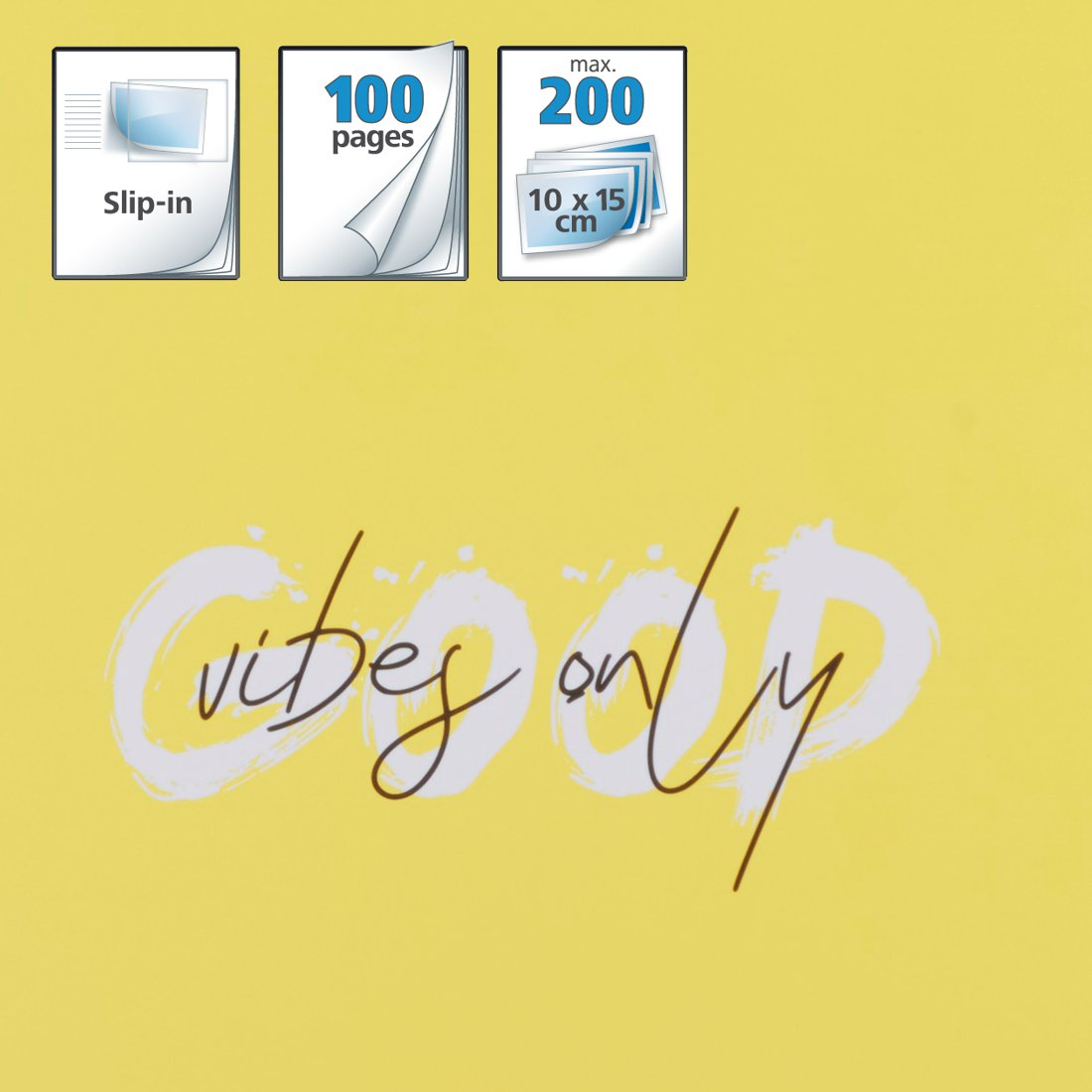 Trzy zdjęcia produktu: Wsuwane, 100 stron, maks. 200 10x15 cm.