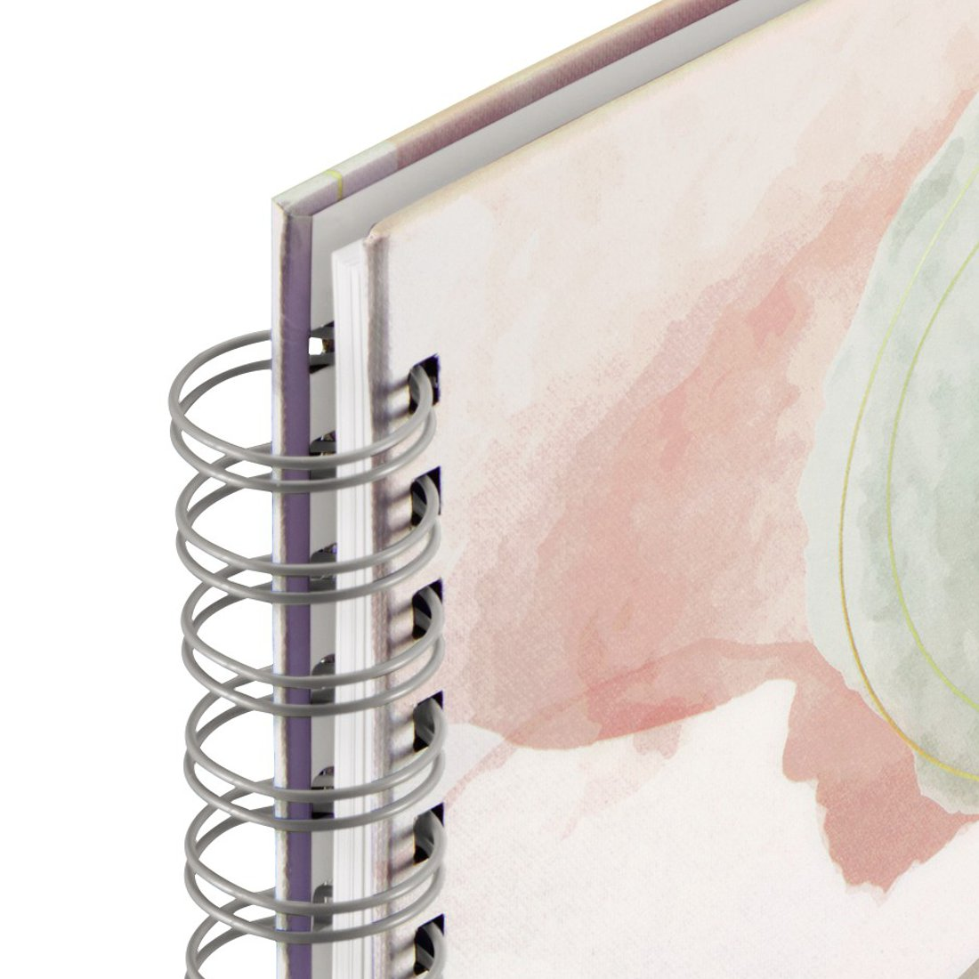 Notatnik bindowany spiralą z okładką w różowo-zielony wzór akwareli.