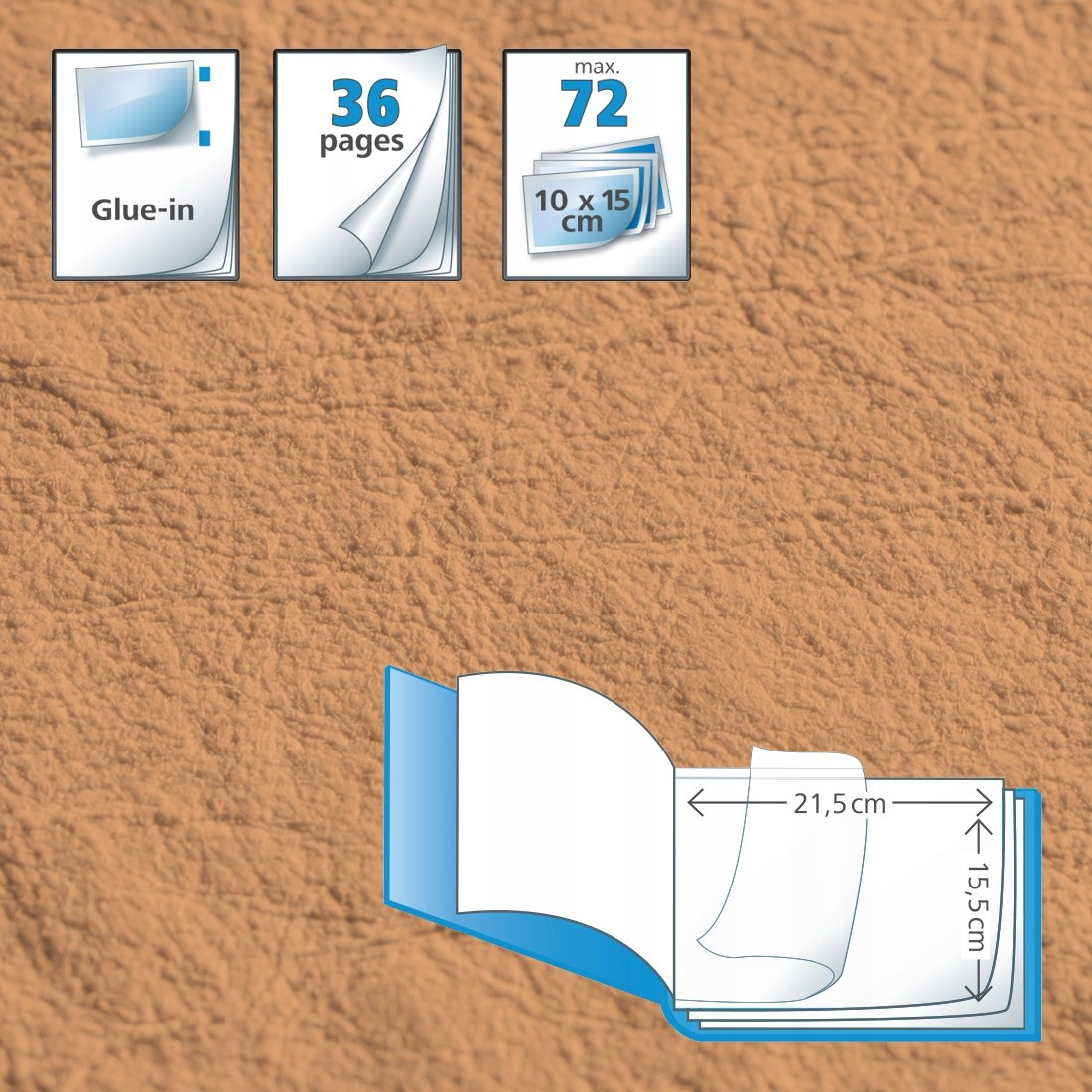 Do wklejenia, 36 stron, maks. 72 zdjęcia 10x15cm.