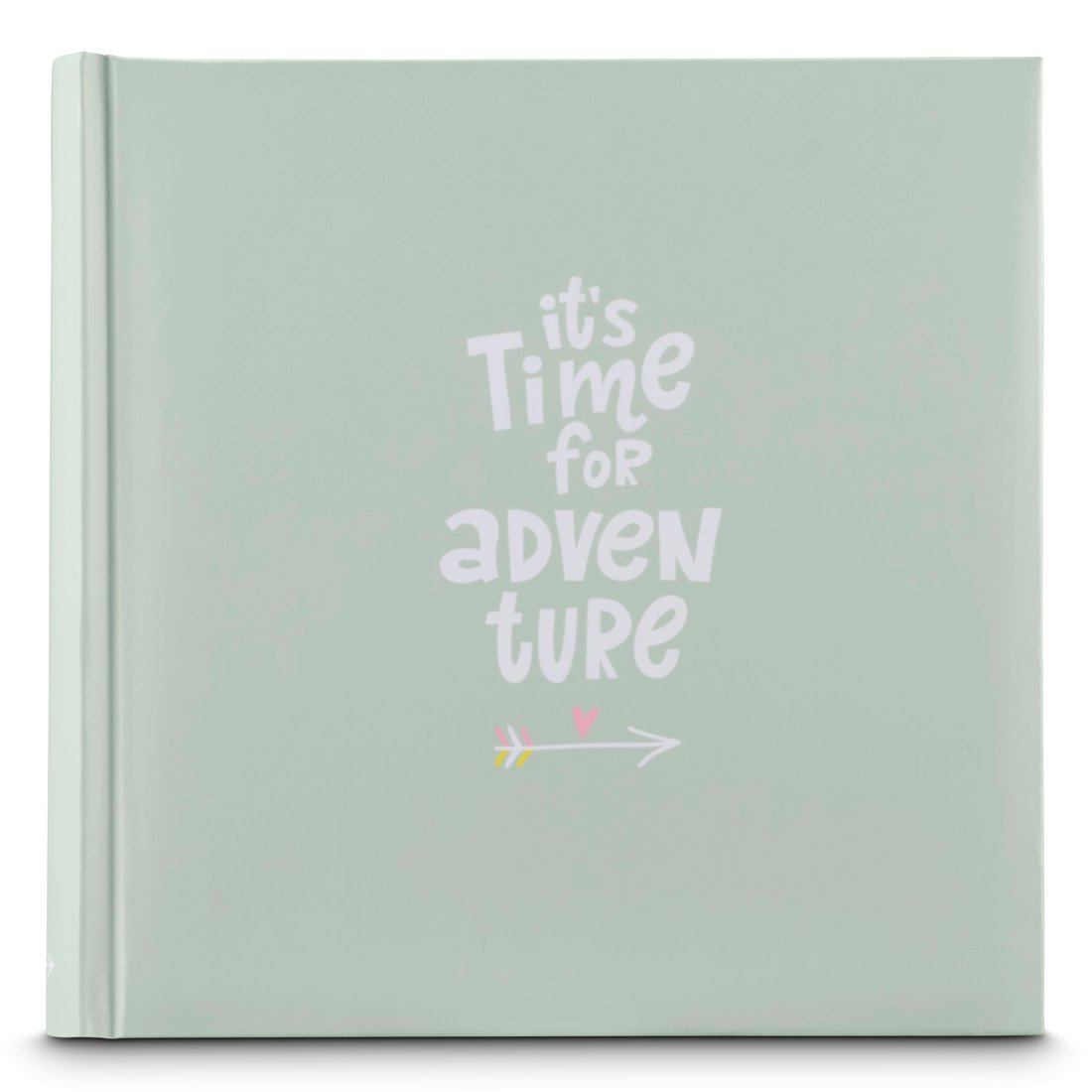 Miętowo-zielony album z napisem 