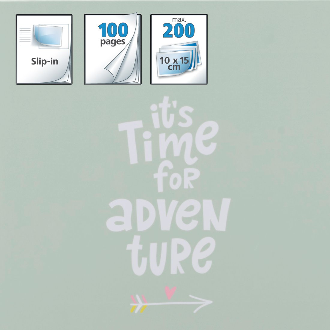 Trzy opcje wkładów: Slip-in, 100 stron, max. 200 kart 10x15cm.