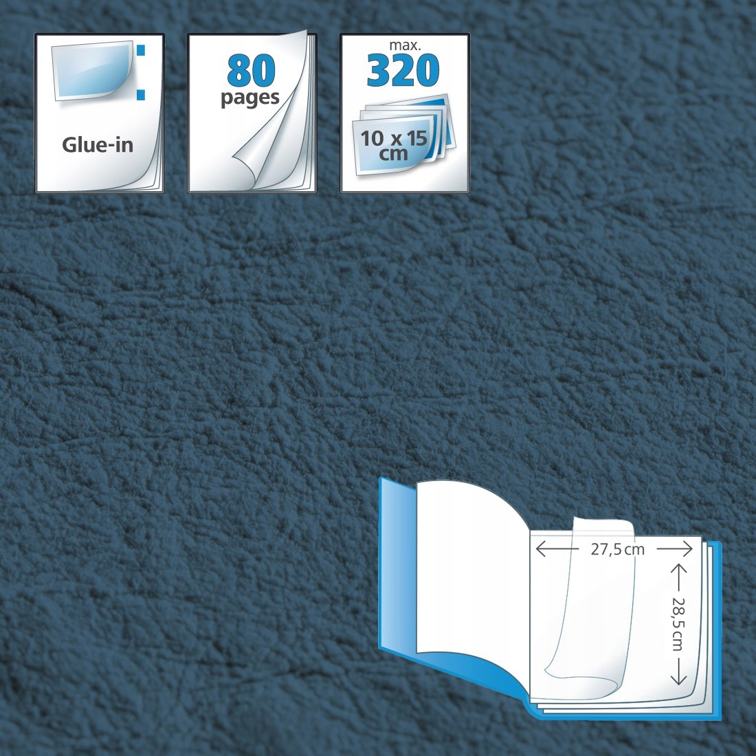 Notes samoprzylepny 80 stron, 10x15 cm, maks. 320 stron, 27,5x28,5 cm.