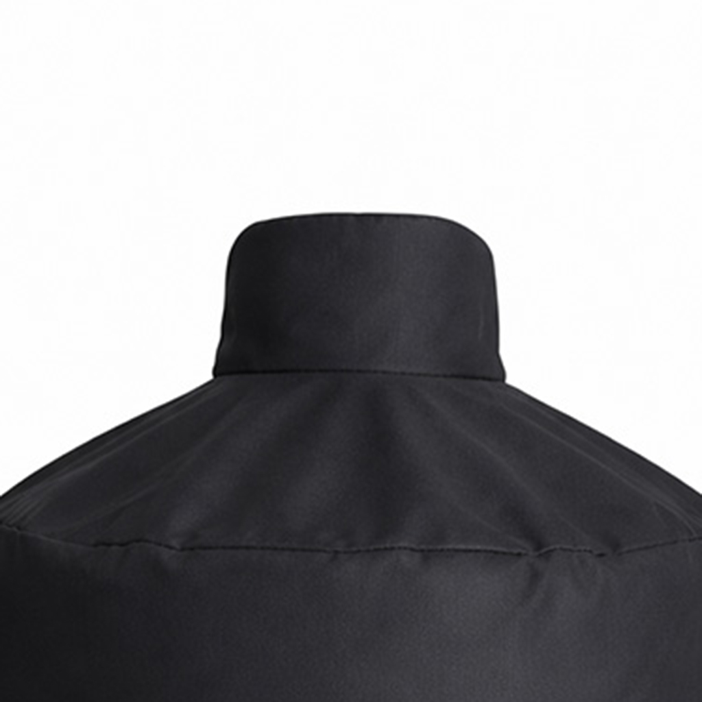 A black fabric collar with pleats and a cylindrical top section.
