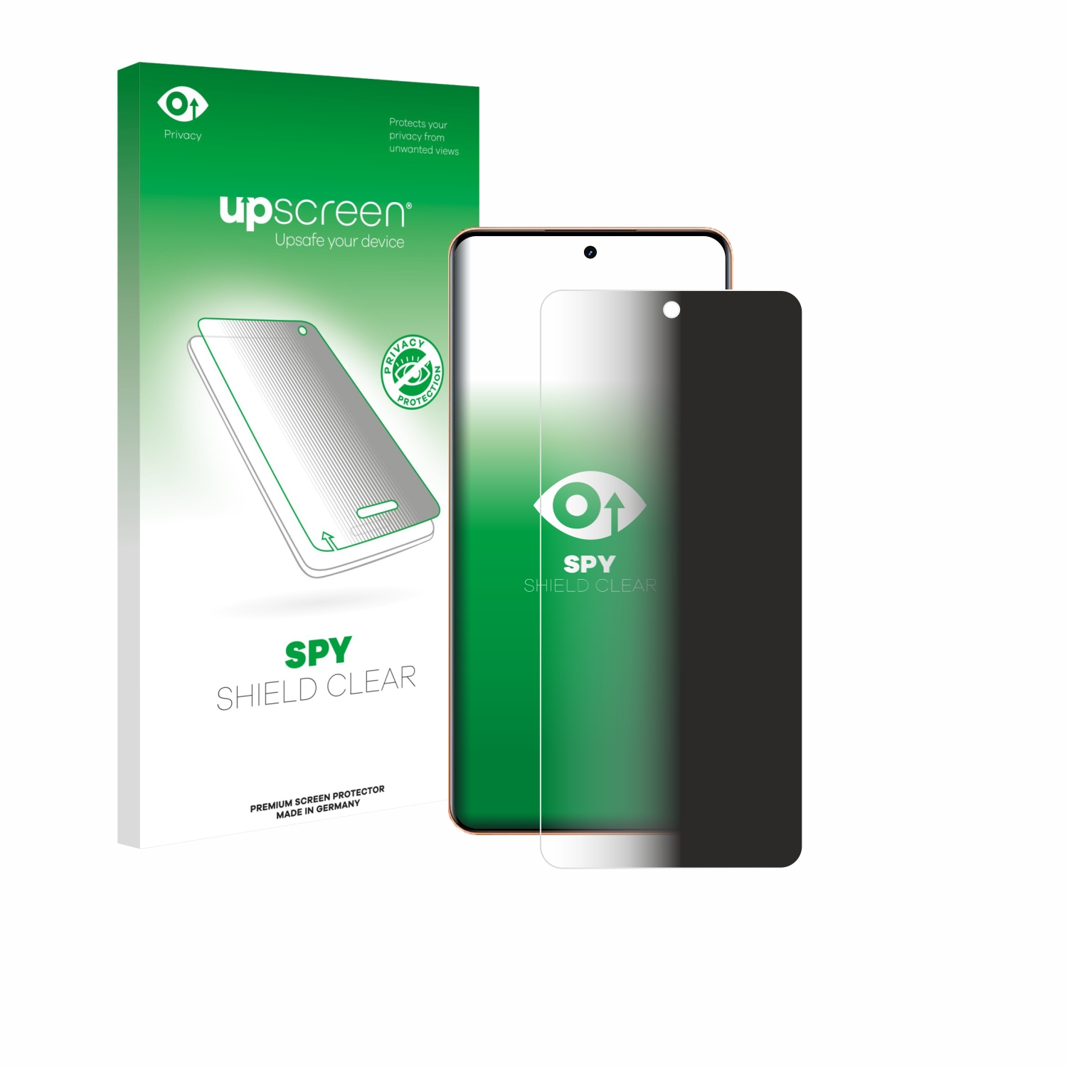 Verpackung und ein Sichtschutz-Displayschutz für ein Smartphone.