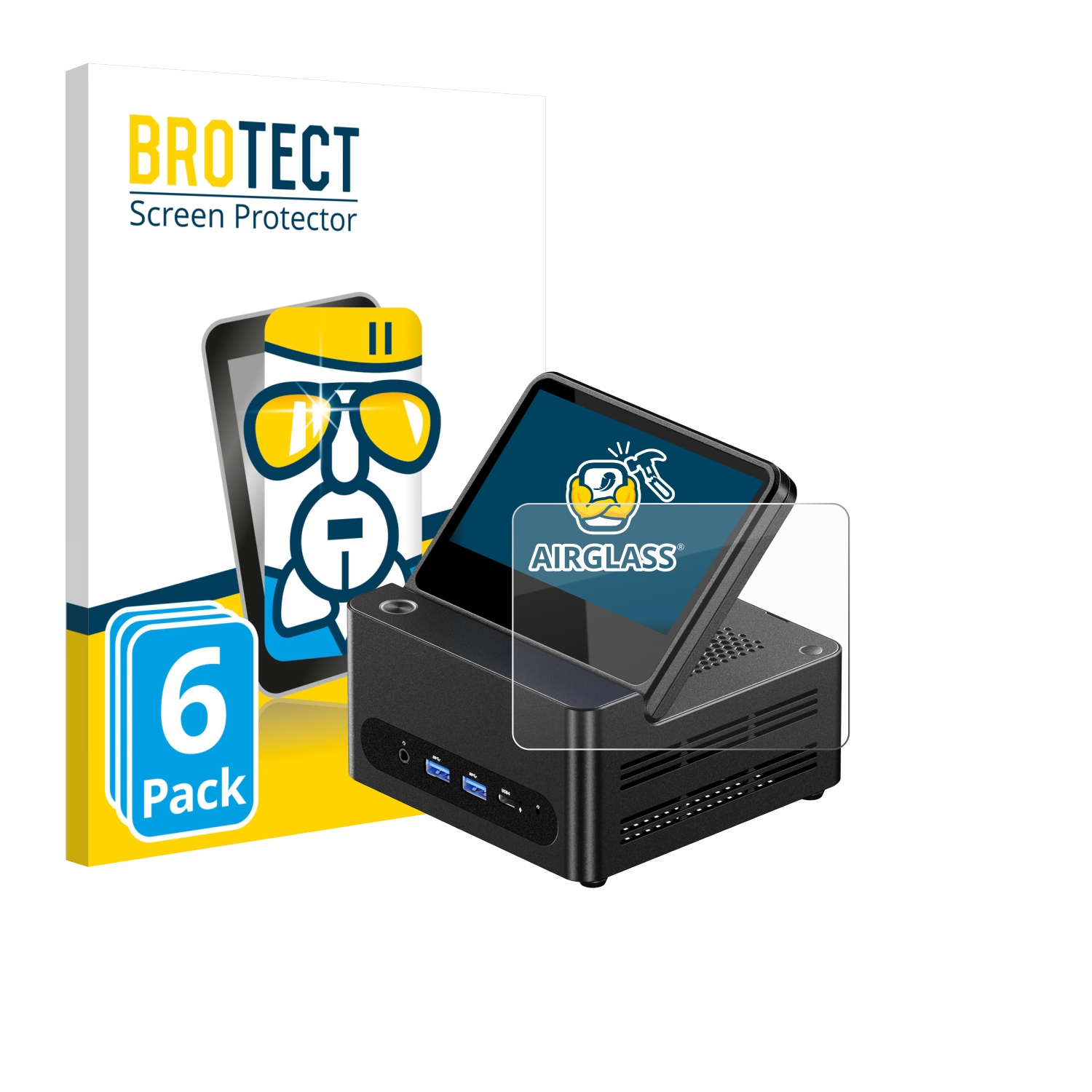BROTECT Displayschutzfolie, 6er Pack, für ein kleines schwarzes Gerät.