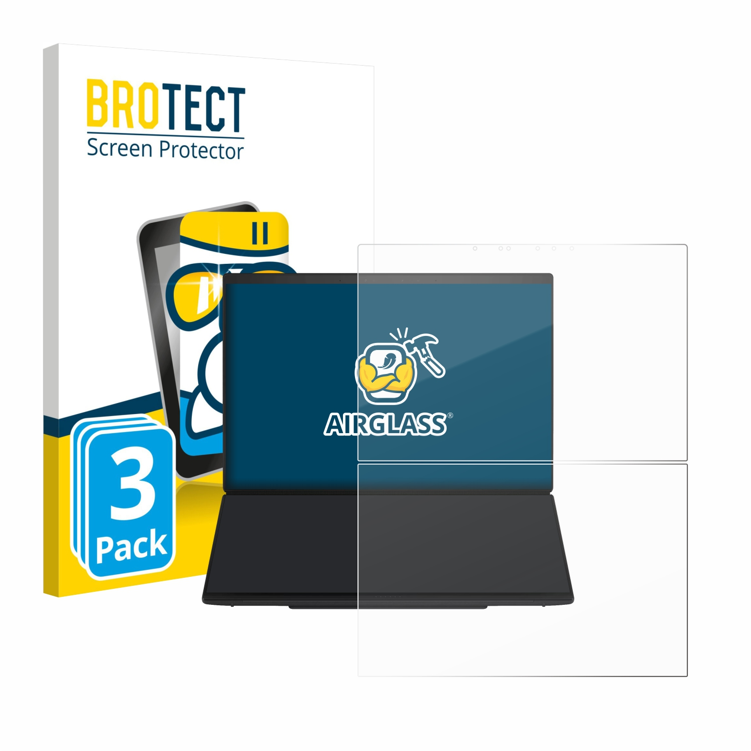 BroTect Displayschutzfolie, 3er Pack, für Laptops und Tablets.
