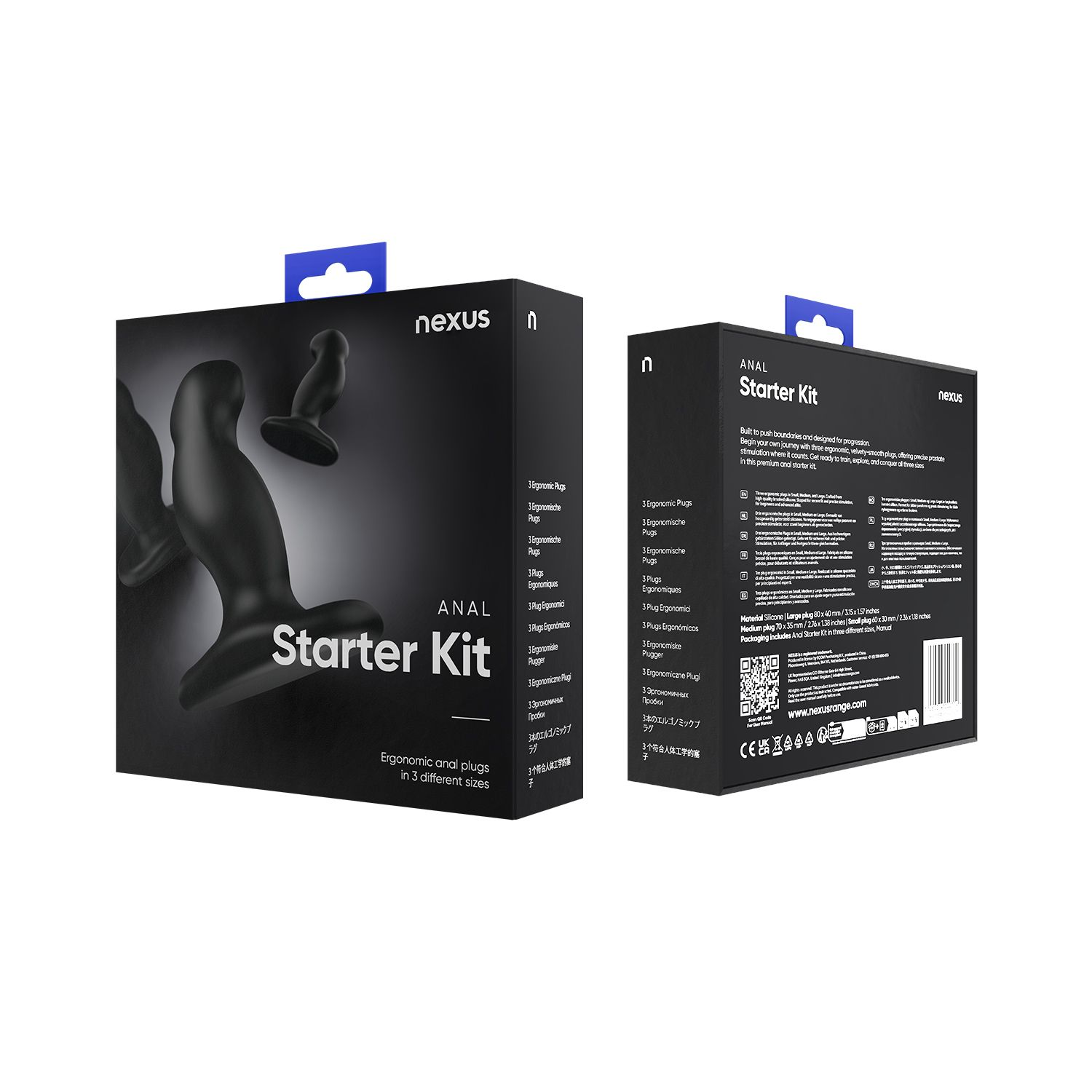 Czarne opakowanie zestawu startowego Nexus Anal z obrazem produktu.