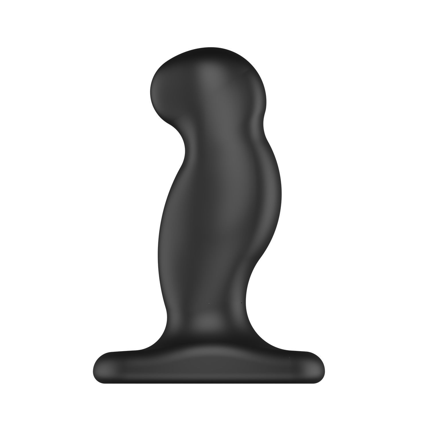 Czarny dildo o ergonomicznym kształcie na białym tle.