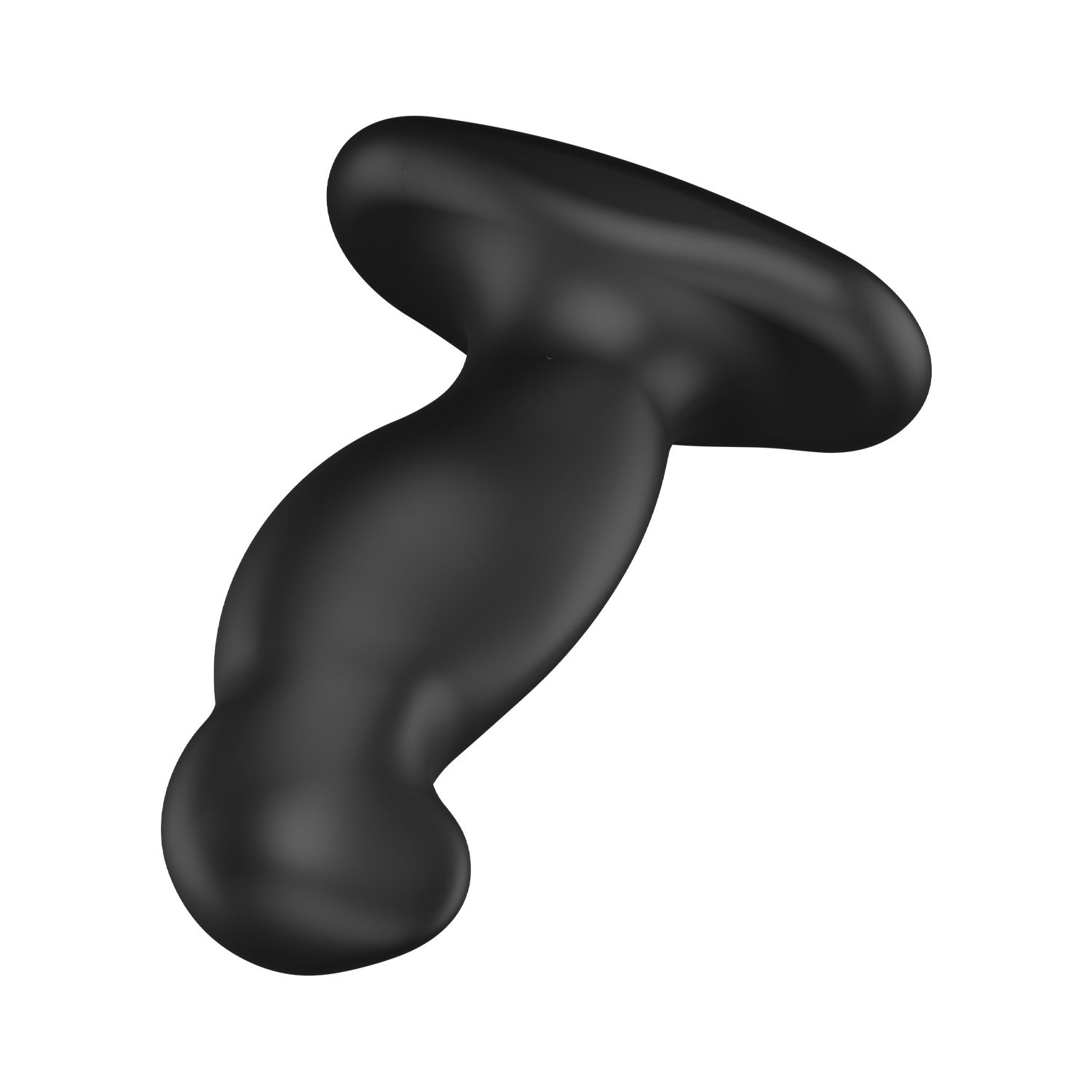 Czarna wtyczka do odbytu z szerokim kołnierzem i zwężającą się trzonkiem.