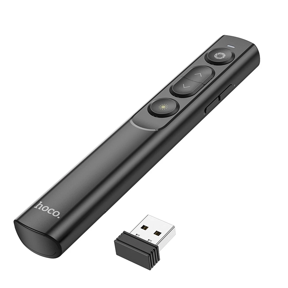 USB dongle'lı koyu renk sunum cihazı, Hoco logosu.