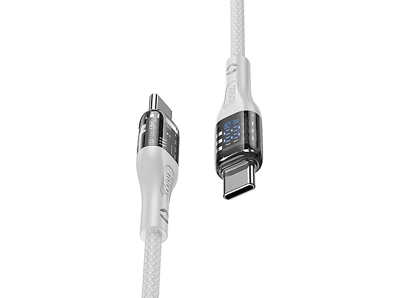 HOCO U115 Type-C to Type-C 100W PD 1.2M Şarj ve Data Kablosu Beyaz