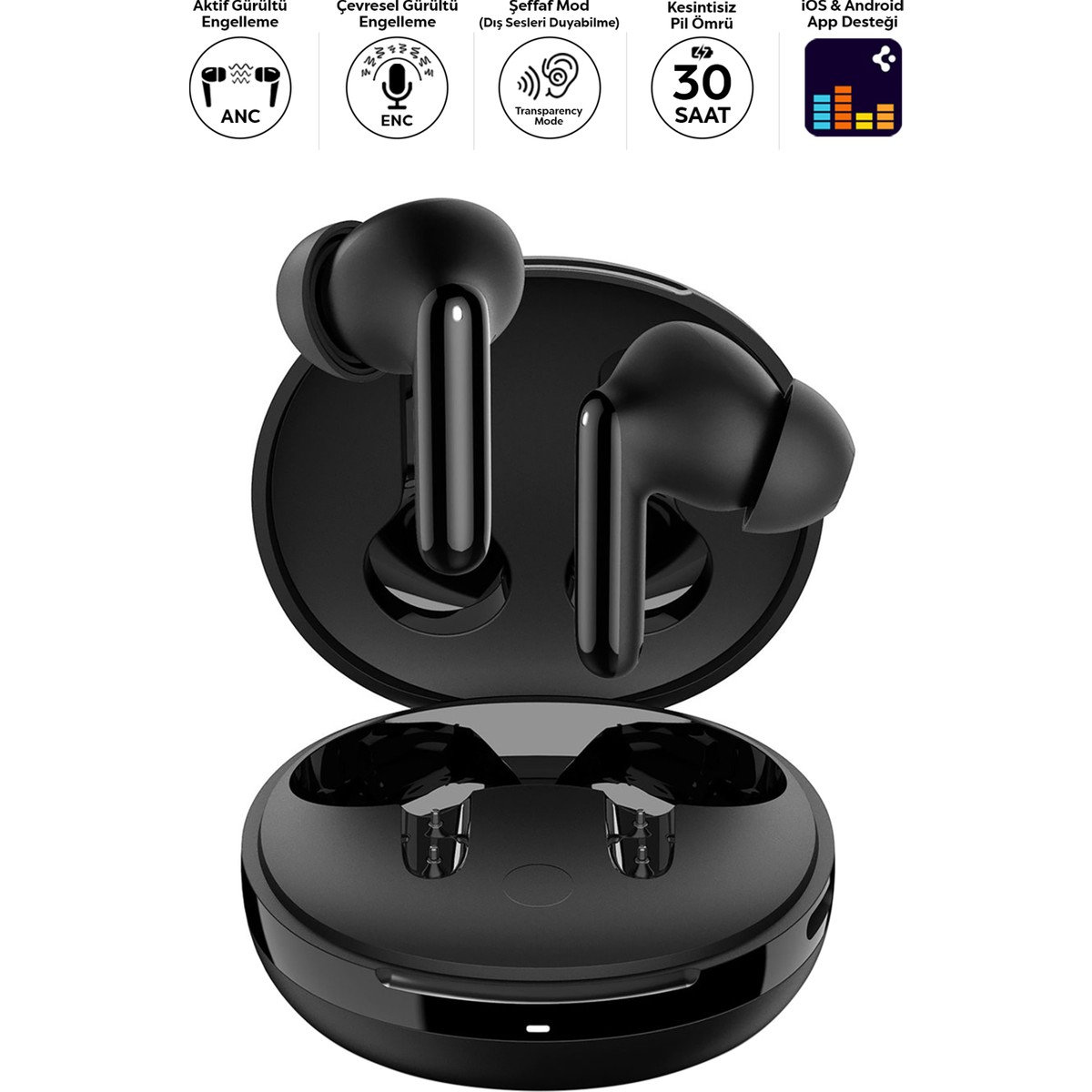 SPIGEN Audio SA-TW S10 ASD09691 Anc Kablosuz, Bluetooth Kulak İçi Kulaklık Siyah