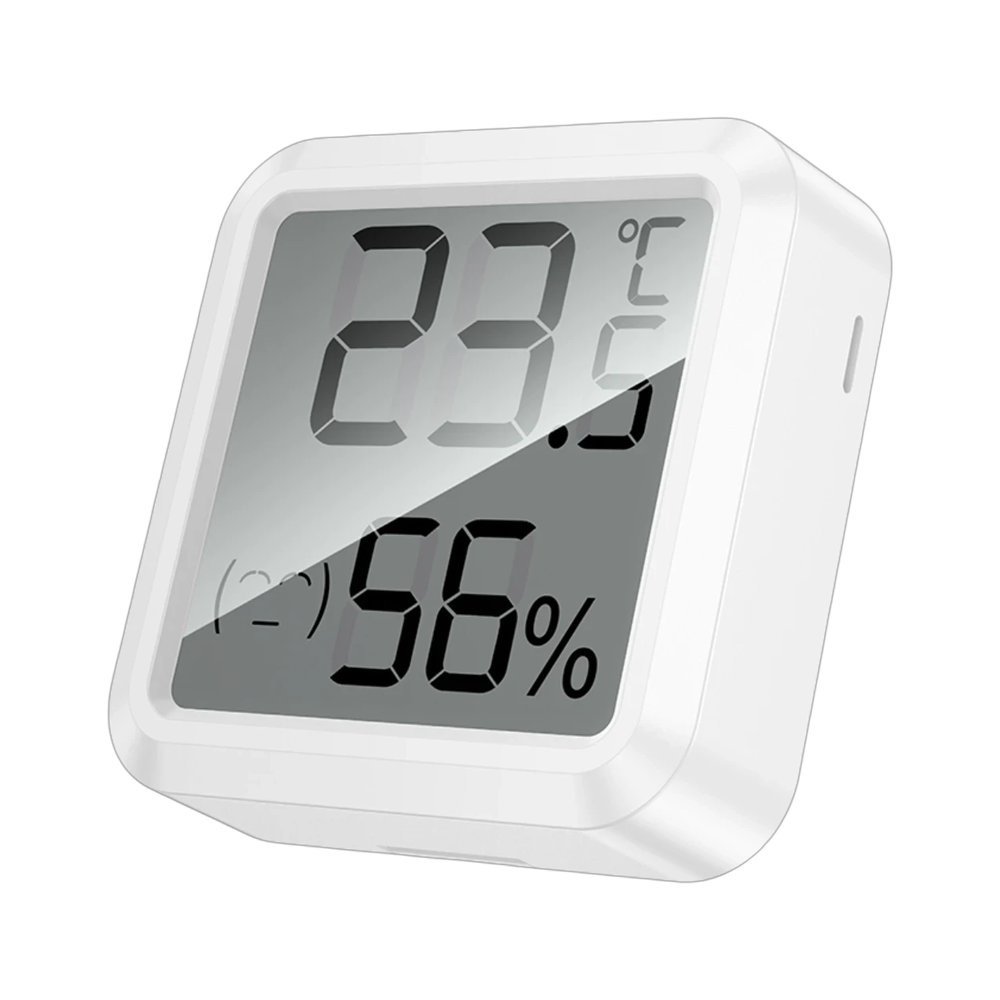 Beyaz dijital termometre/higrometre 23,5°C ve %56 nem gösteriyor.