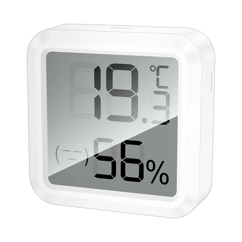 Beyaz dijital termometre/higrometre 19°C ve %56 nem gösteriyor.