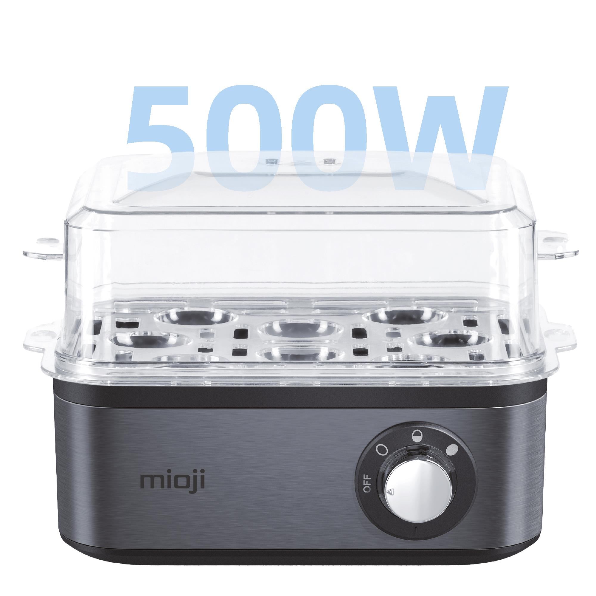 Şeffaf kapaklı beyaz buharlı pişirici ve 500W yazısı.