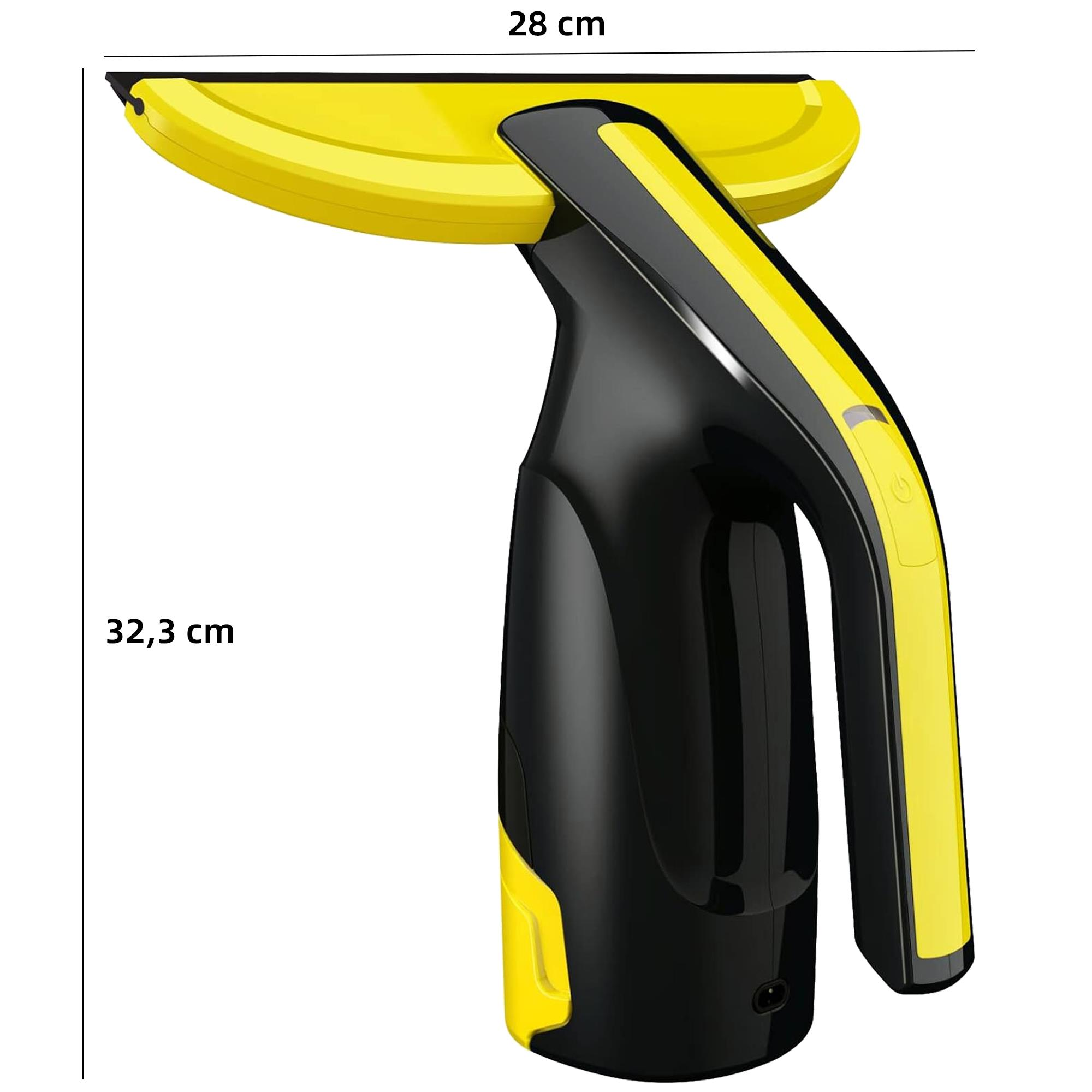 28 cm'lik lastik aparata sahip siyah ve sarı pencere temizleyici.