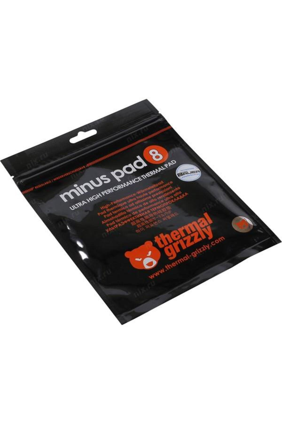 "minus pad 8" ve "thermal grizzly" logolu siyah paket.